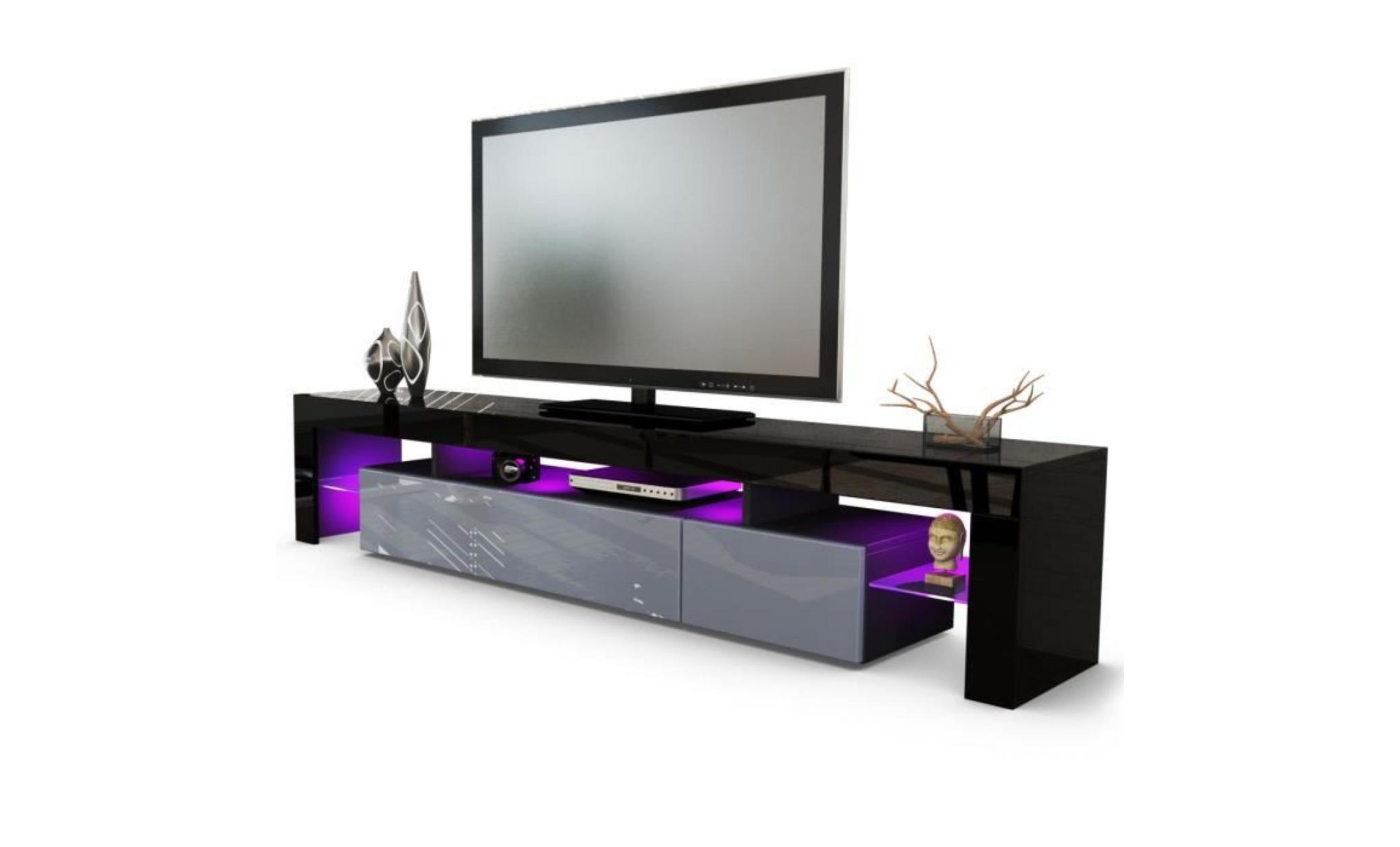 meuble tv bas armoire basse lima v2 en noir mat   bordeaux haute brillance