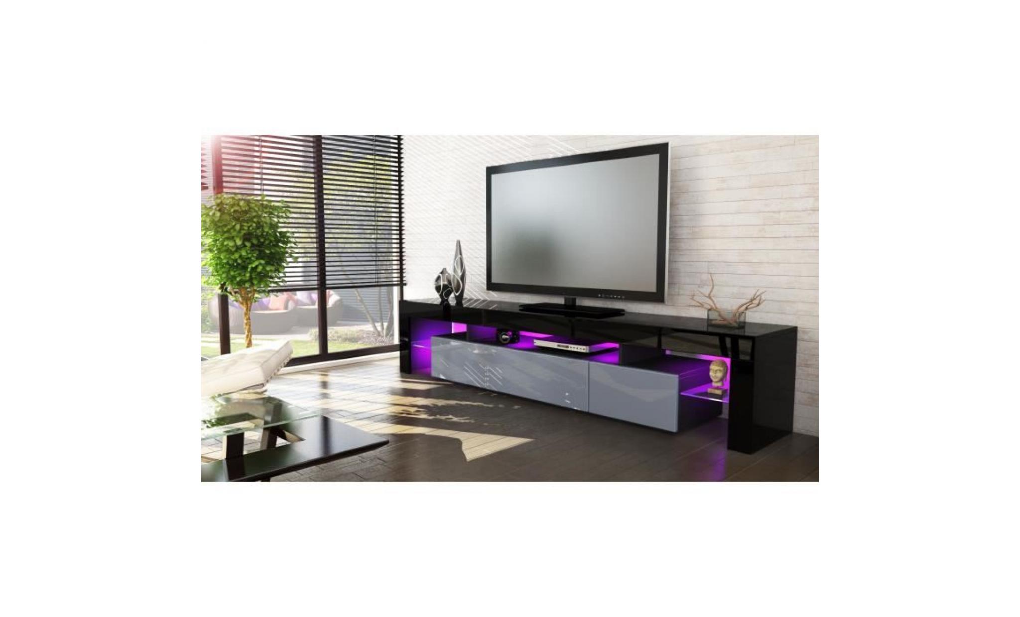 meuble tv bas armoire basse lima v2 en noir mat   bordeaux haute brillance pas cher