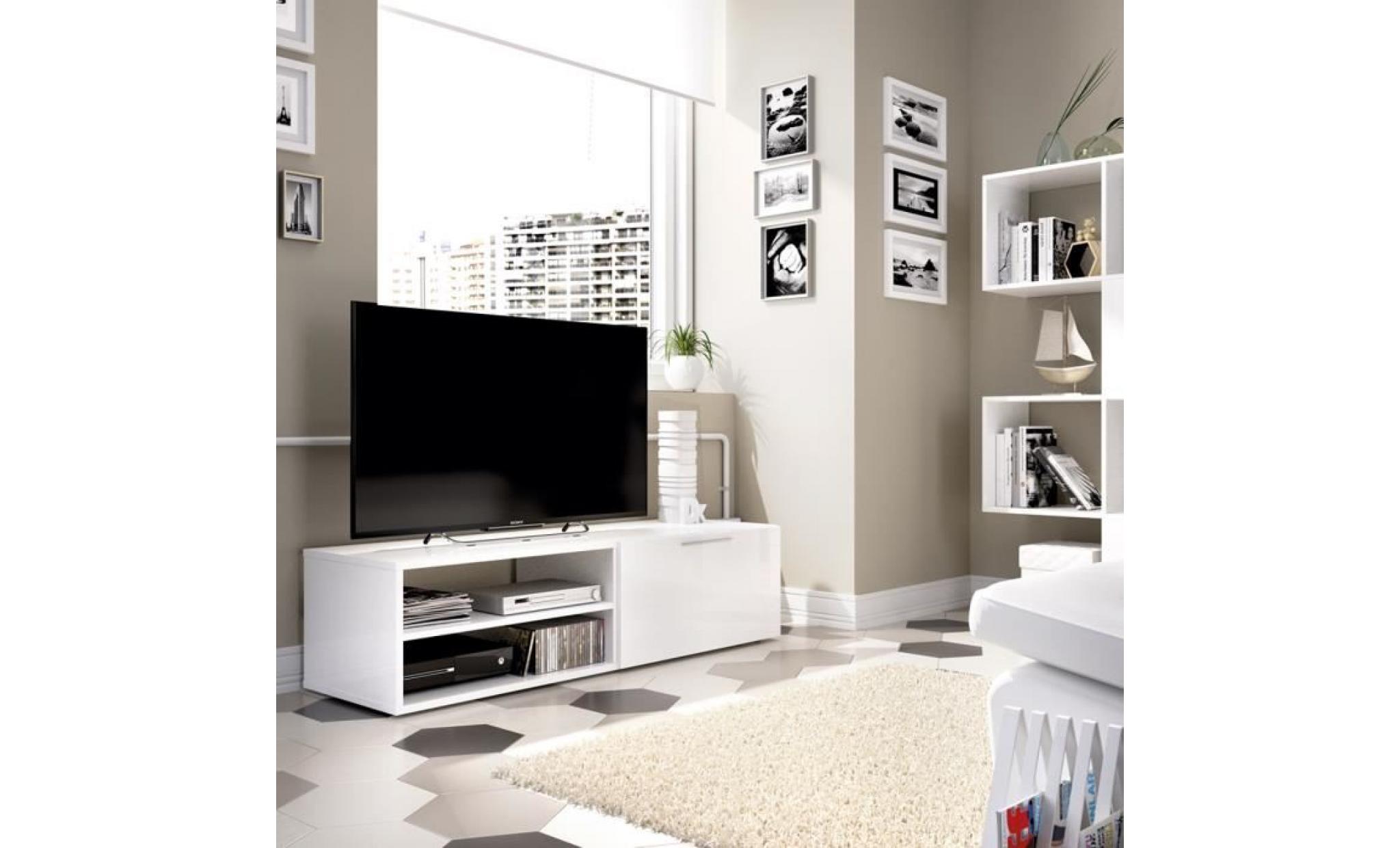 meuble tv bas blanc brillant   dim :33 x 141 x 31 cm.