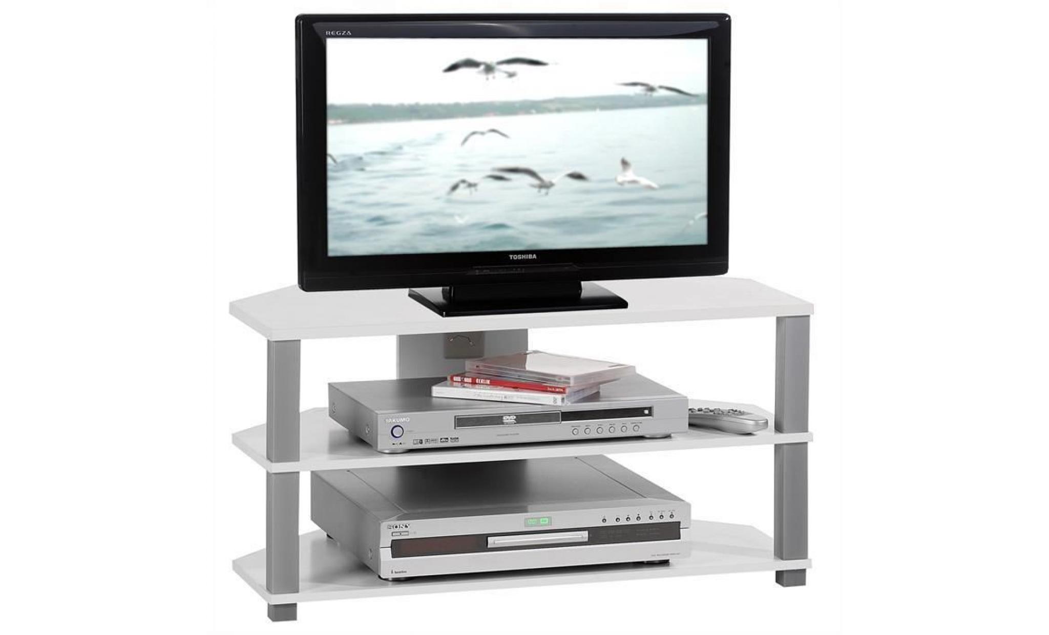 meuble banc tv design jack décor blanc et gris