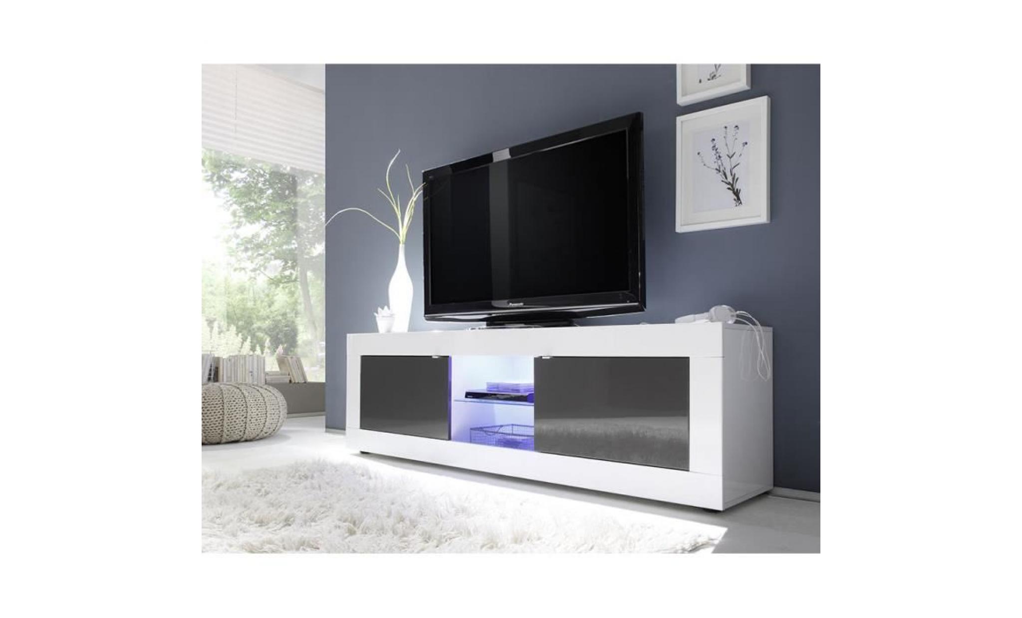 meuble tv blanc et gris laqué design ariel 3 l 181 cm sans l 181 x p 43 x h 56 cm blanc