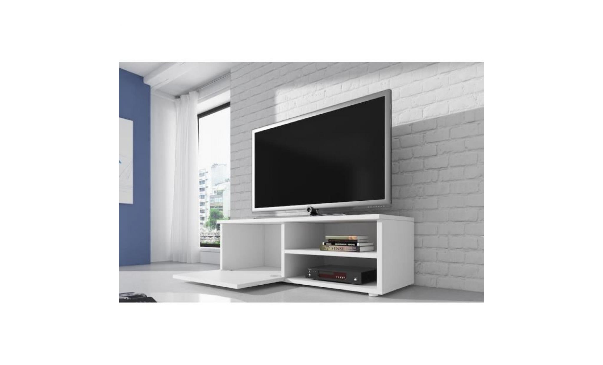 meuble tv blanc mat 120 cm pas cher