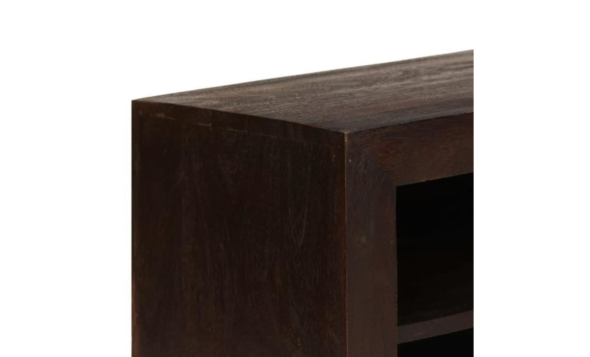 meuble tv bois d'acacia massif 120 x 30 x 40 cm marron foncé contemporain pas cher