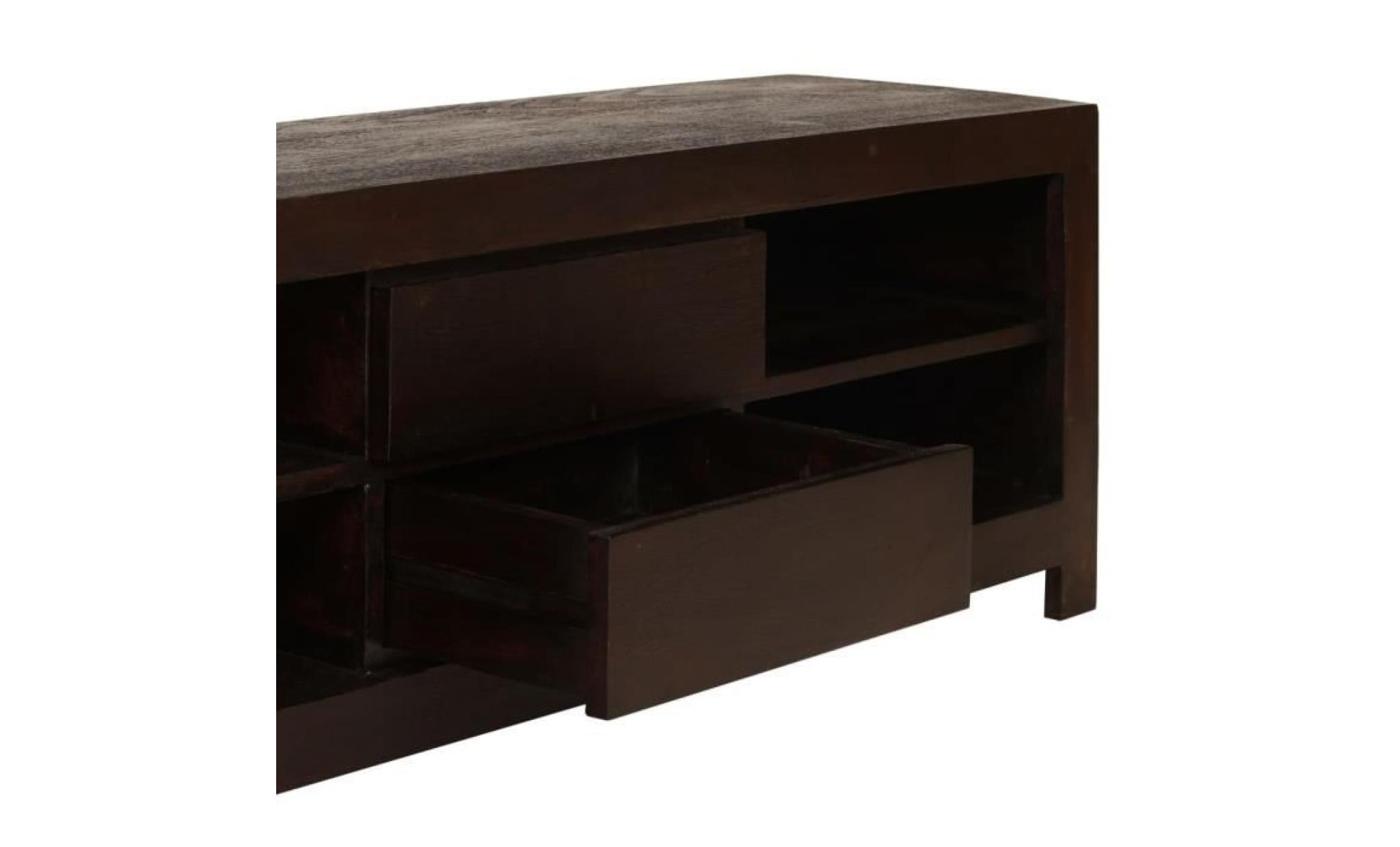 meuble tv bois d'acacia massif 120 x 30 x 40 cm marron clair contemporain pas cher