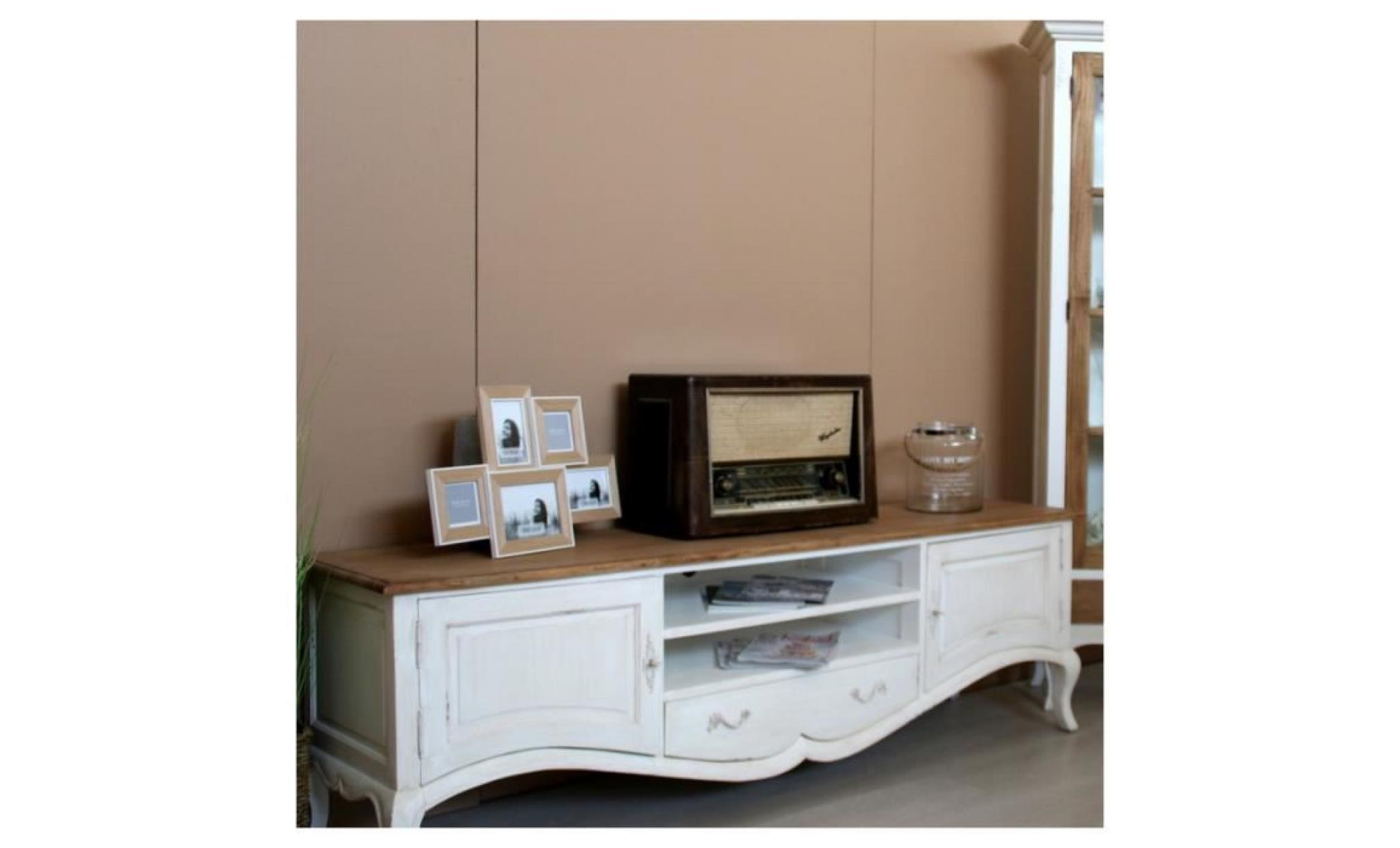 meuble tv collection chambord en bois blanc pas cher