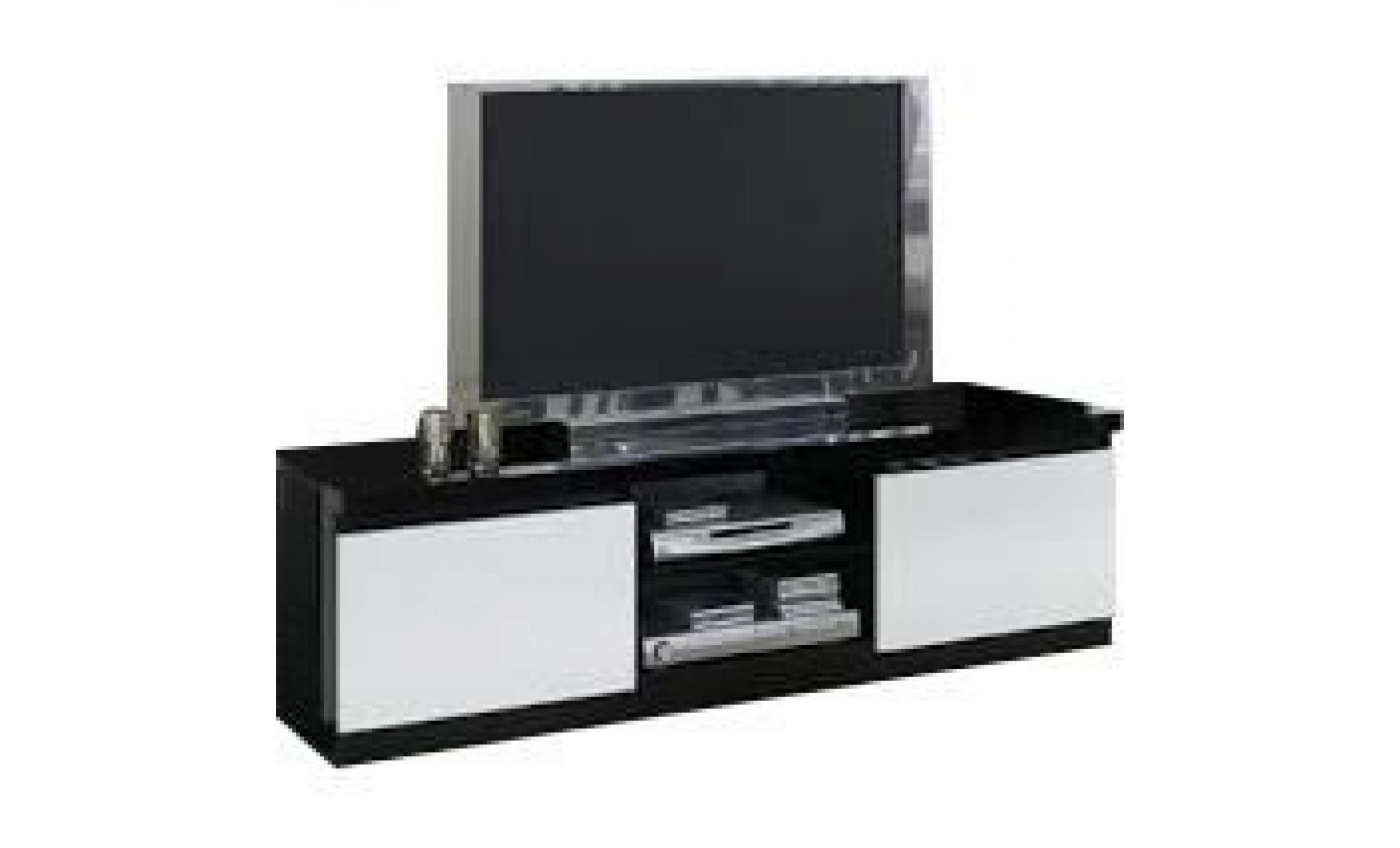 meuble tv coloris noir et blanc laqué