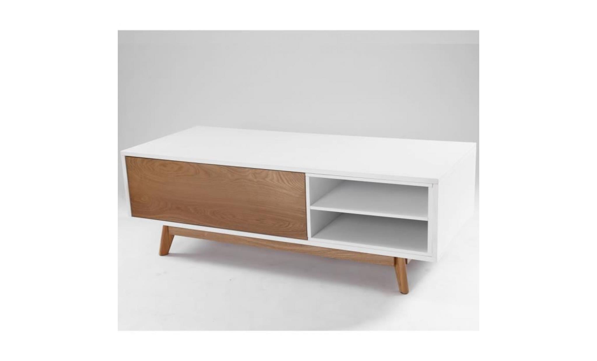 meuble tv design annecy 134 cm chêne et blanc