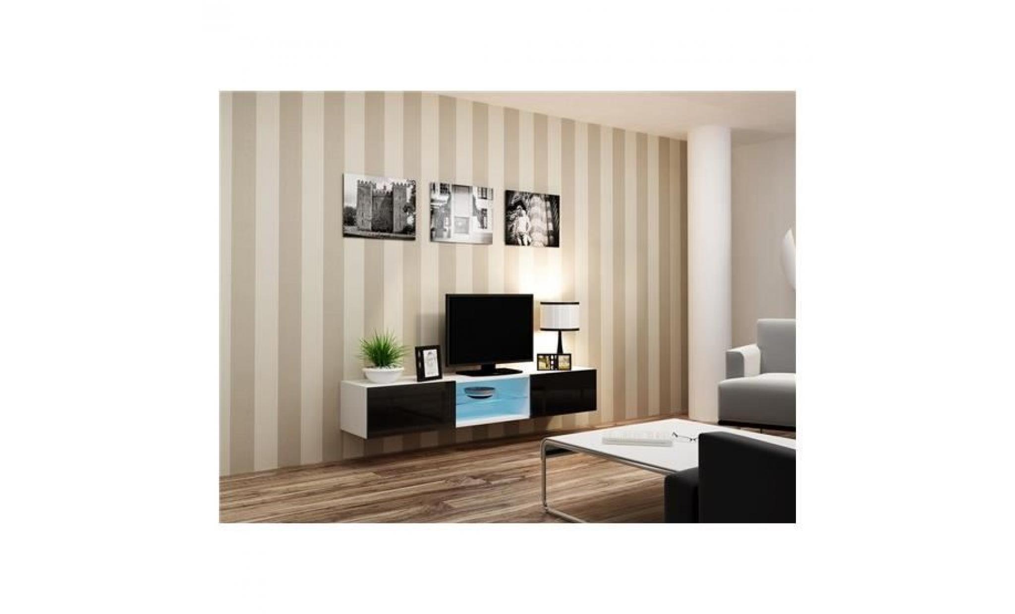 meuble tv design ramses blanc et noir pas cher