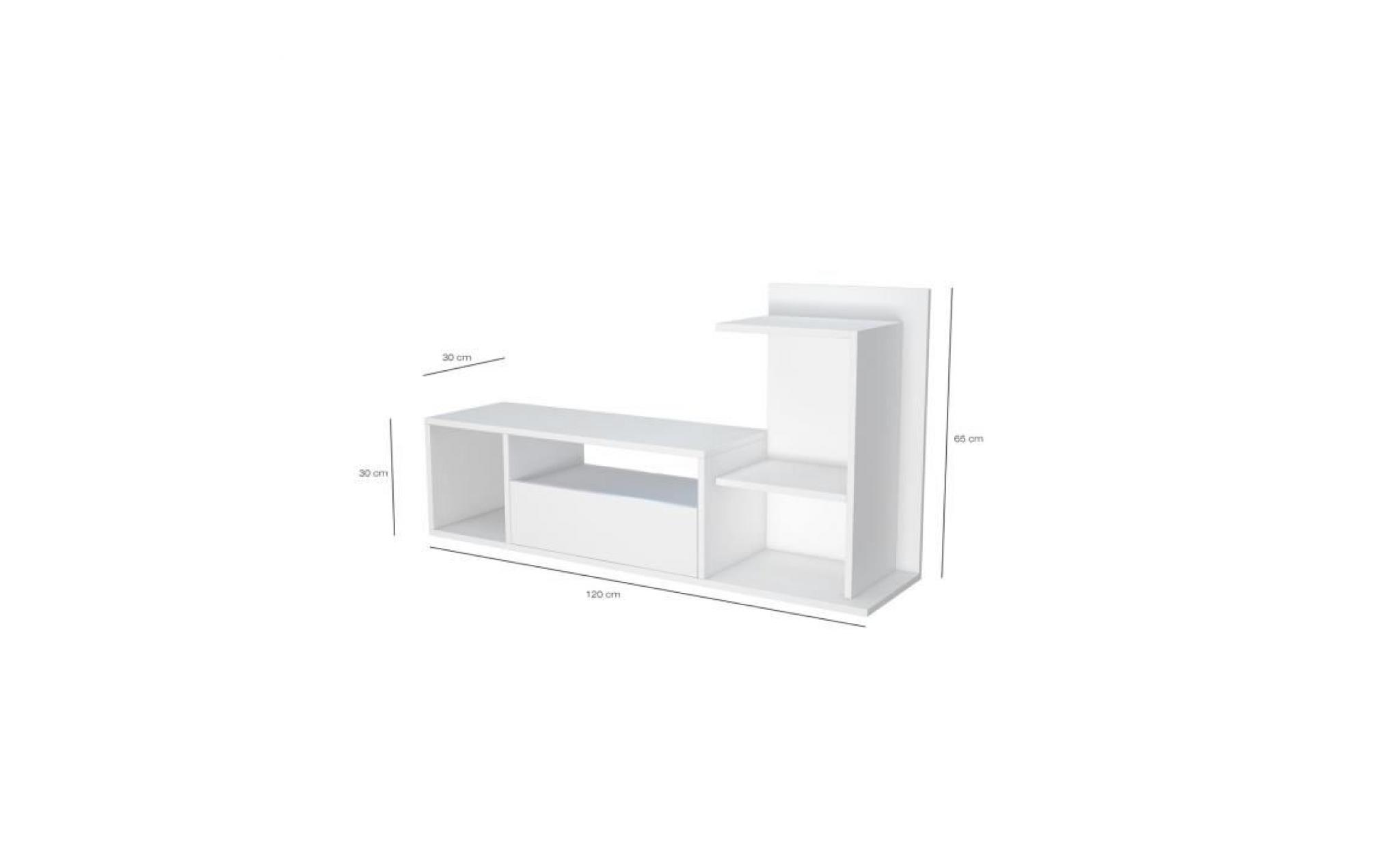 meuble tv design sumatra   l. 120 x h. 65 cm   blanc pas cher