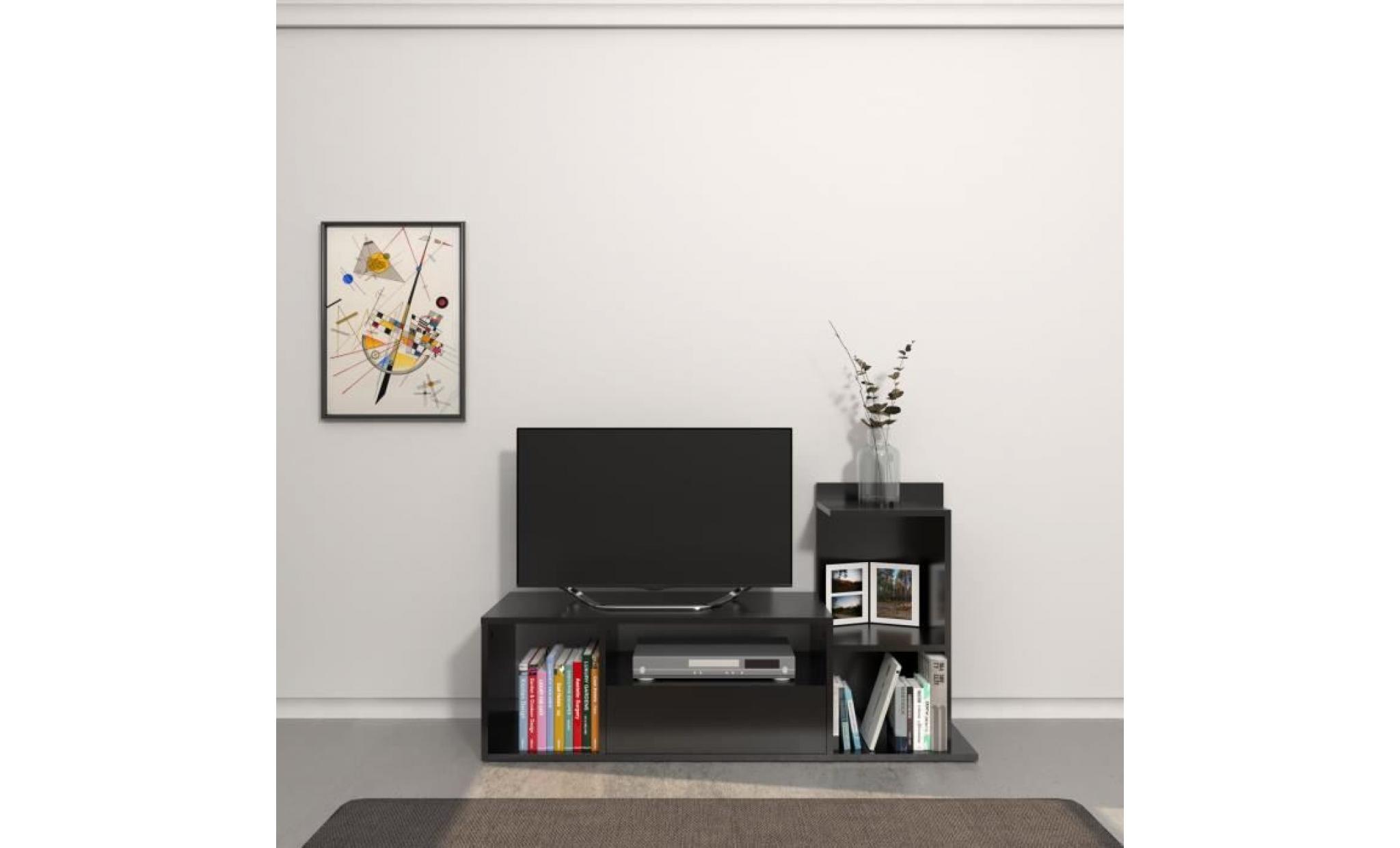 meuble tv design sumatra   l. 120 x h. 65 cm   noir pas cher