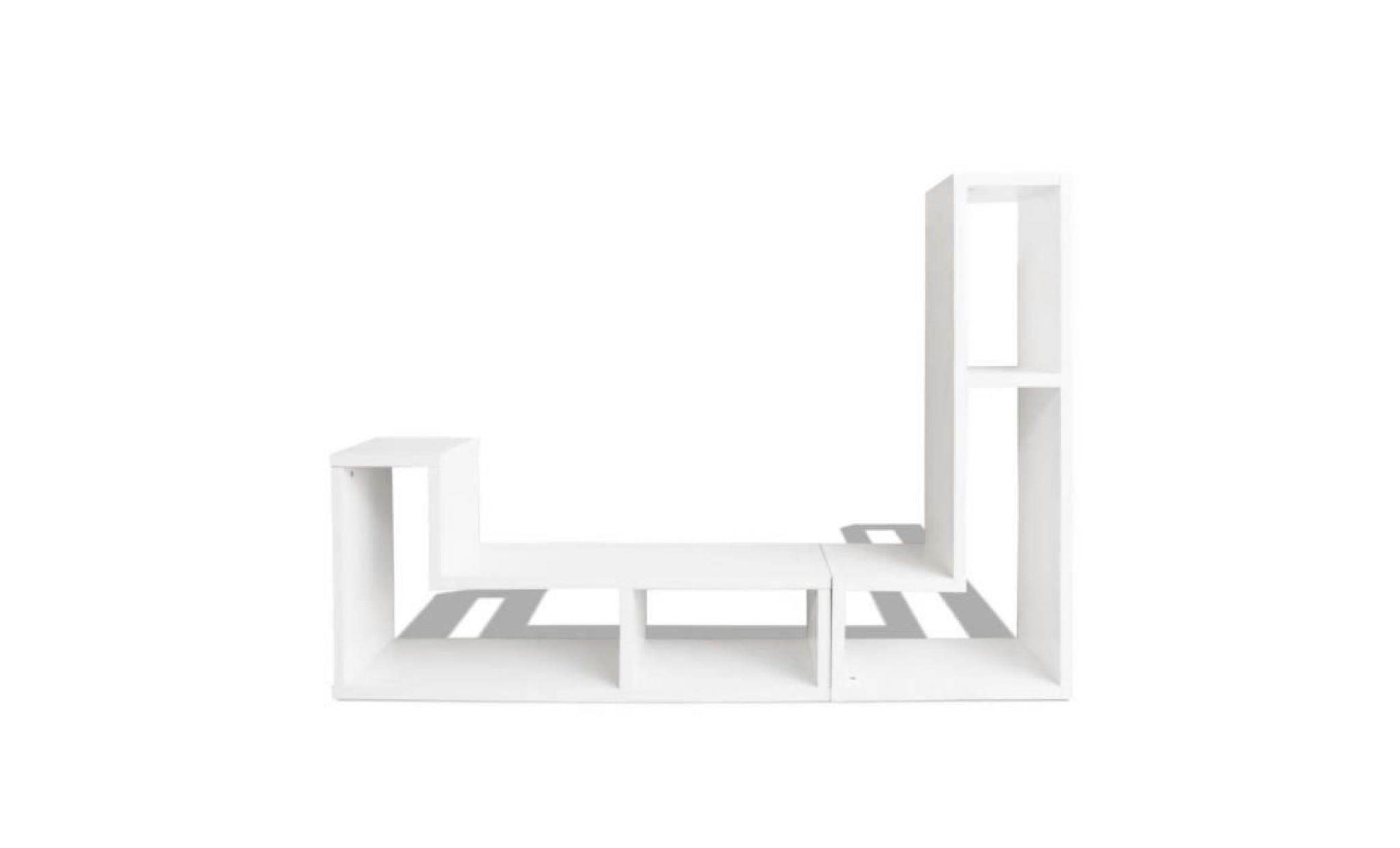 meuble tv double en forme de l blanc muble tv mural contemporain scandinave pas cher