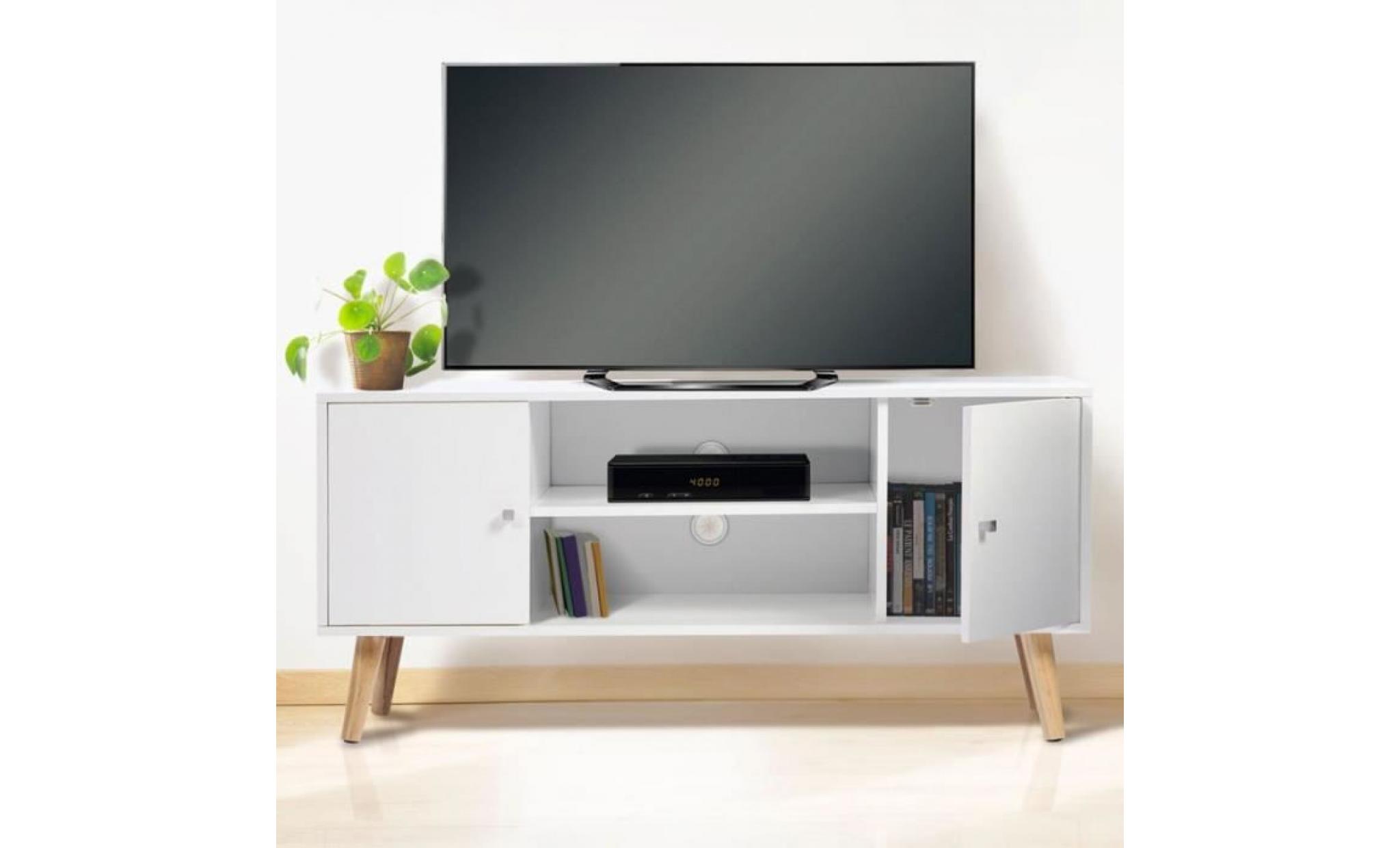 meuble tv effie scandinave bois blanc