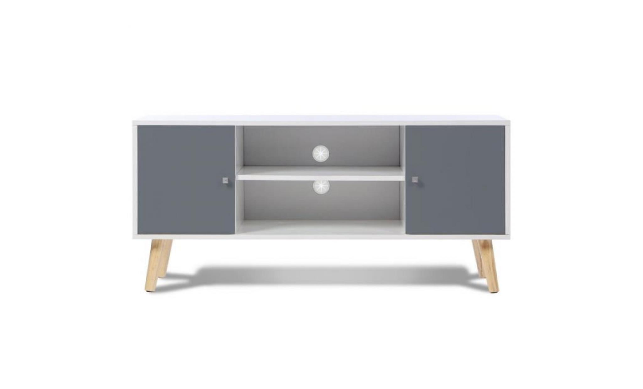 meuble tv effie scandinave bois blanc et gris pas cher