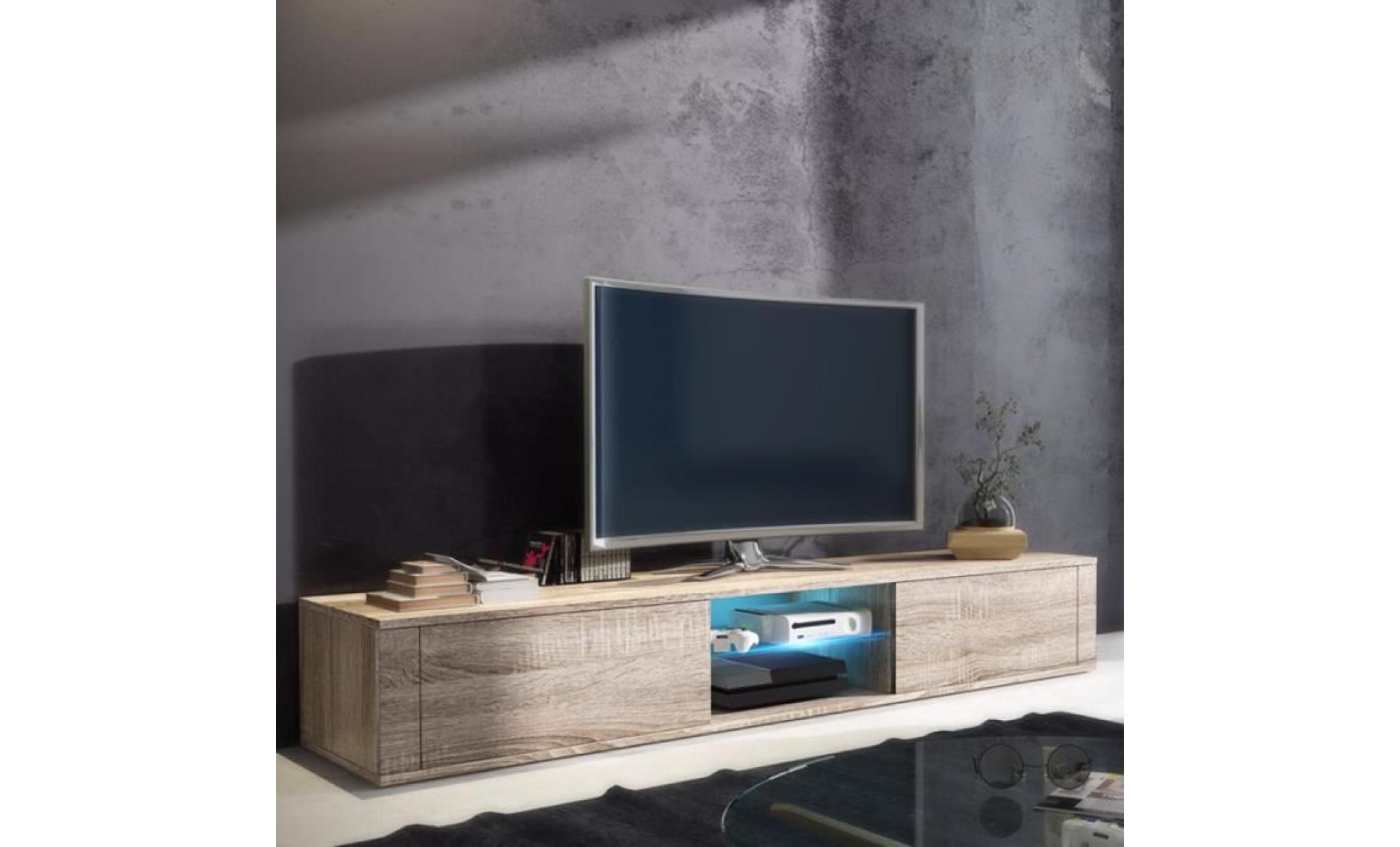 meuble tv / meuble de salon   ÉlÉgant   140 cm   effet chêne   avec led   style élégant   style moderne