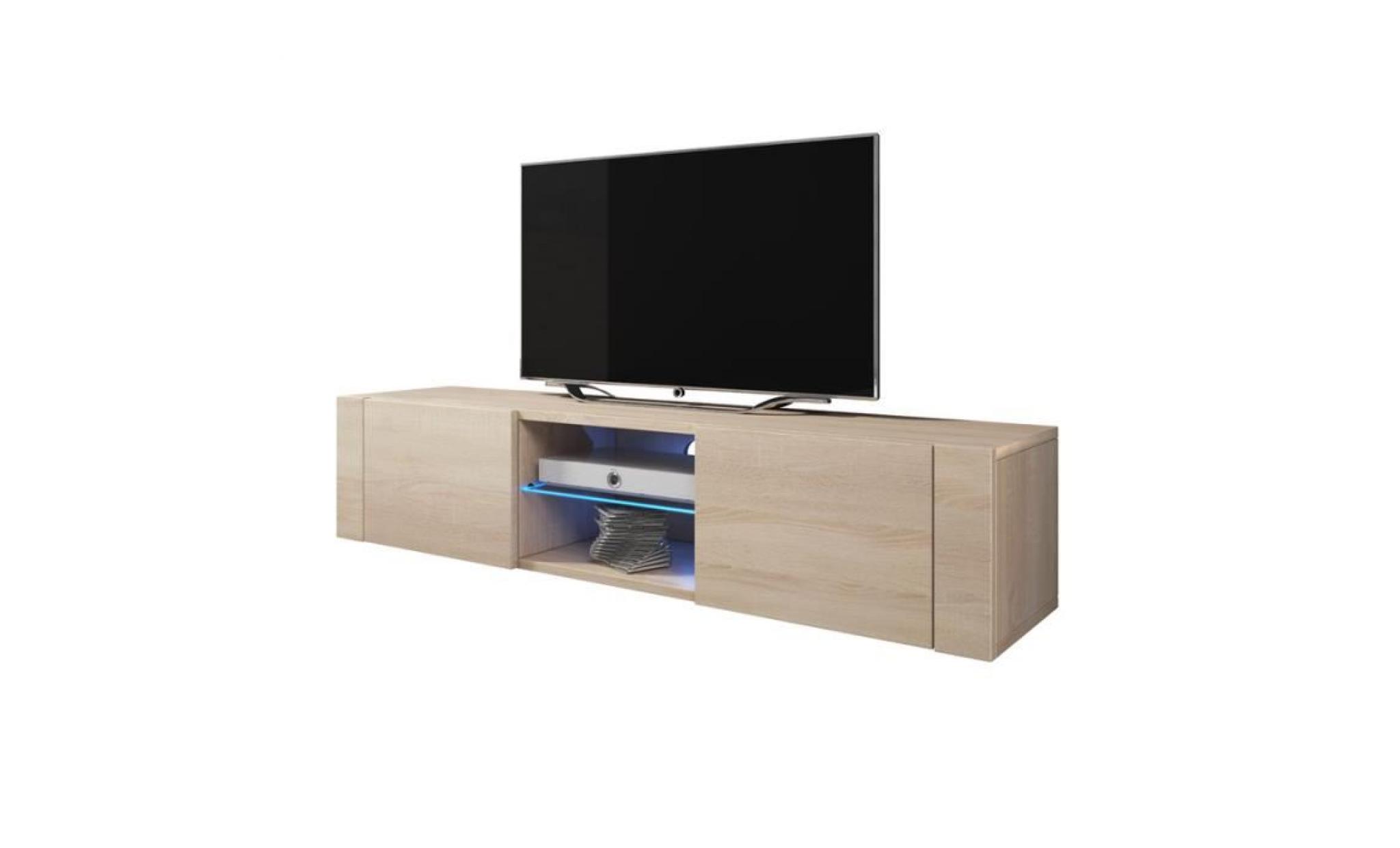 meuble tv / meuble de salon   ÉlÉgant   140 cm   effet chêne   avec led   style élégant   style moderne pas cher