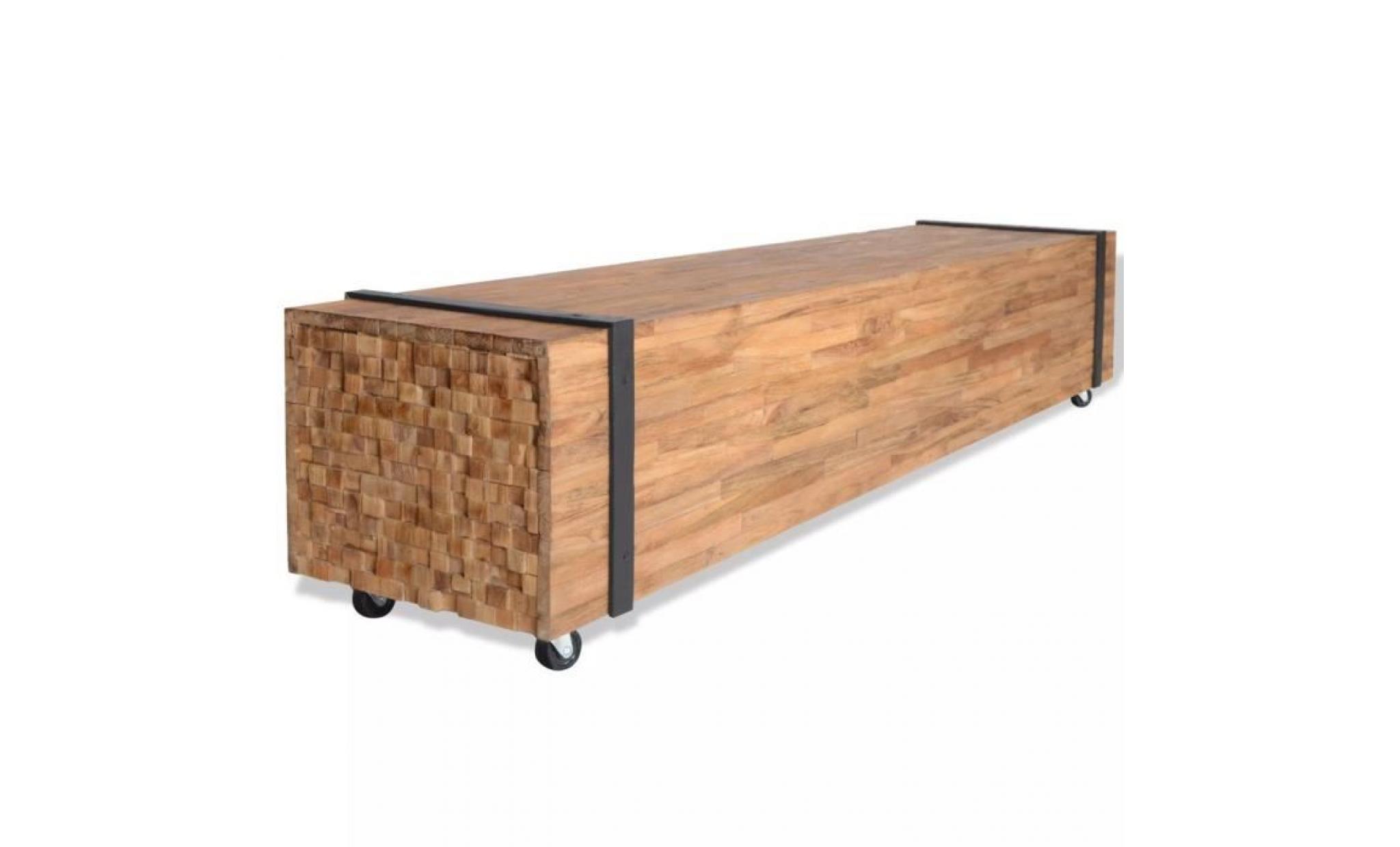 meuble tv en bois de teck a un style industriel unique qui en fait un excellent ajout à votre décor de salon. pas cher