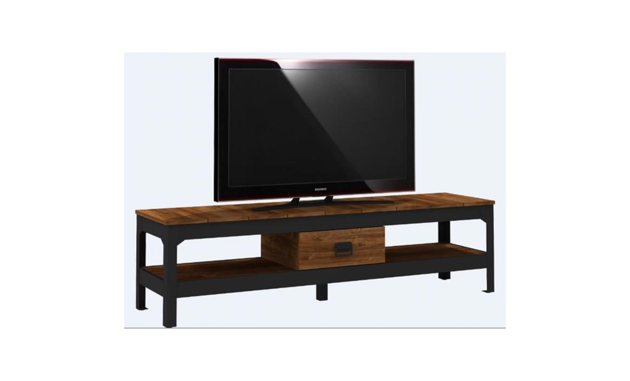 meuble tv en panneau de particules et mdf   dim : l160,7 x p42,6 x h40,4 cm