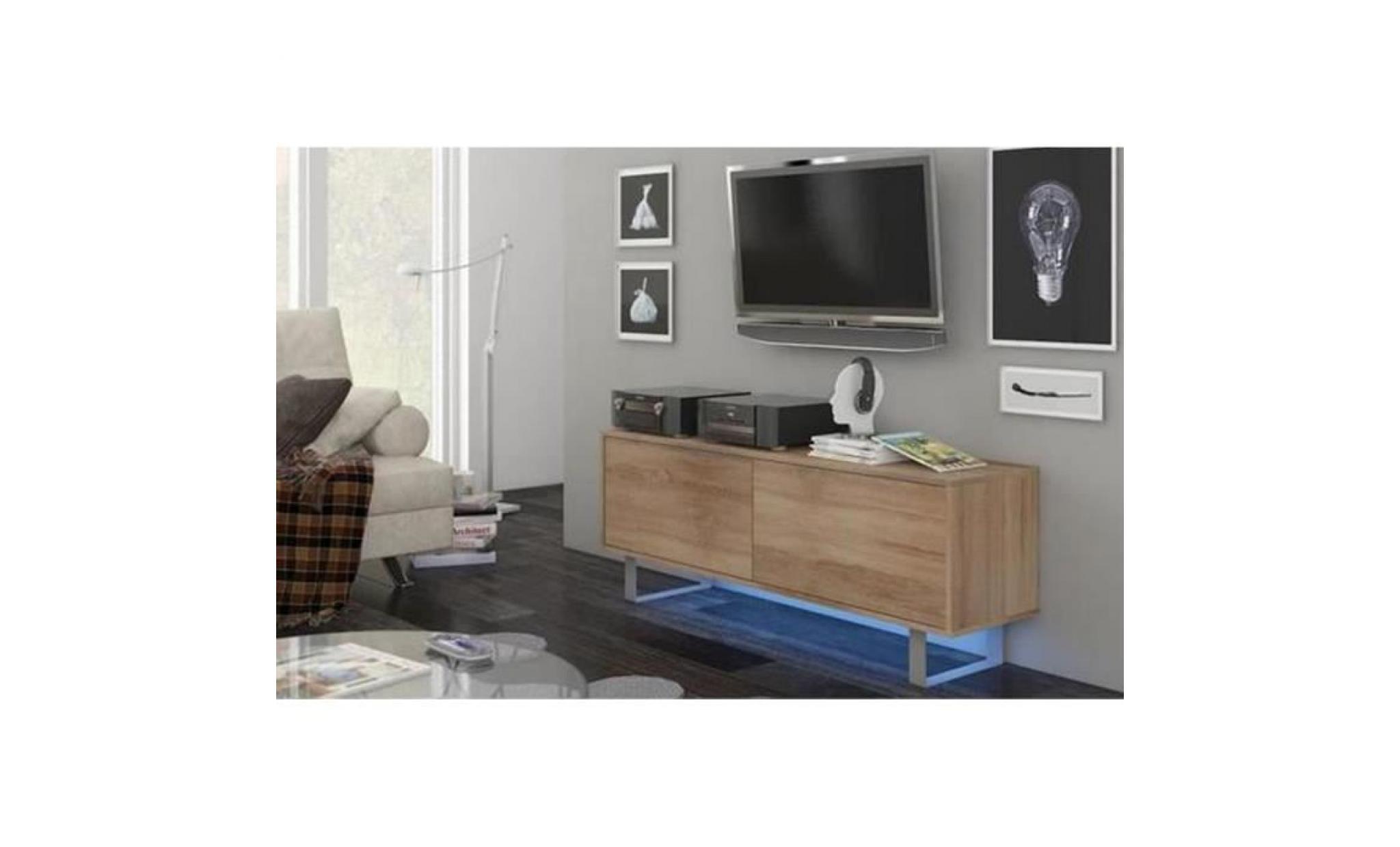 meuble tv en panneaux de particules coloris chêne  anthracite   dim : l180 x p41 x h54 cm pas cher