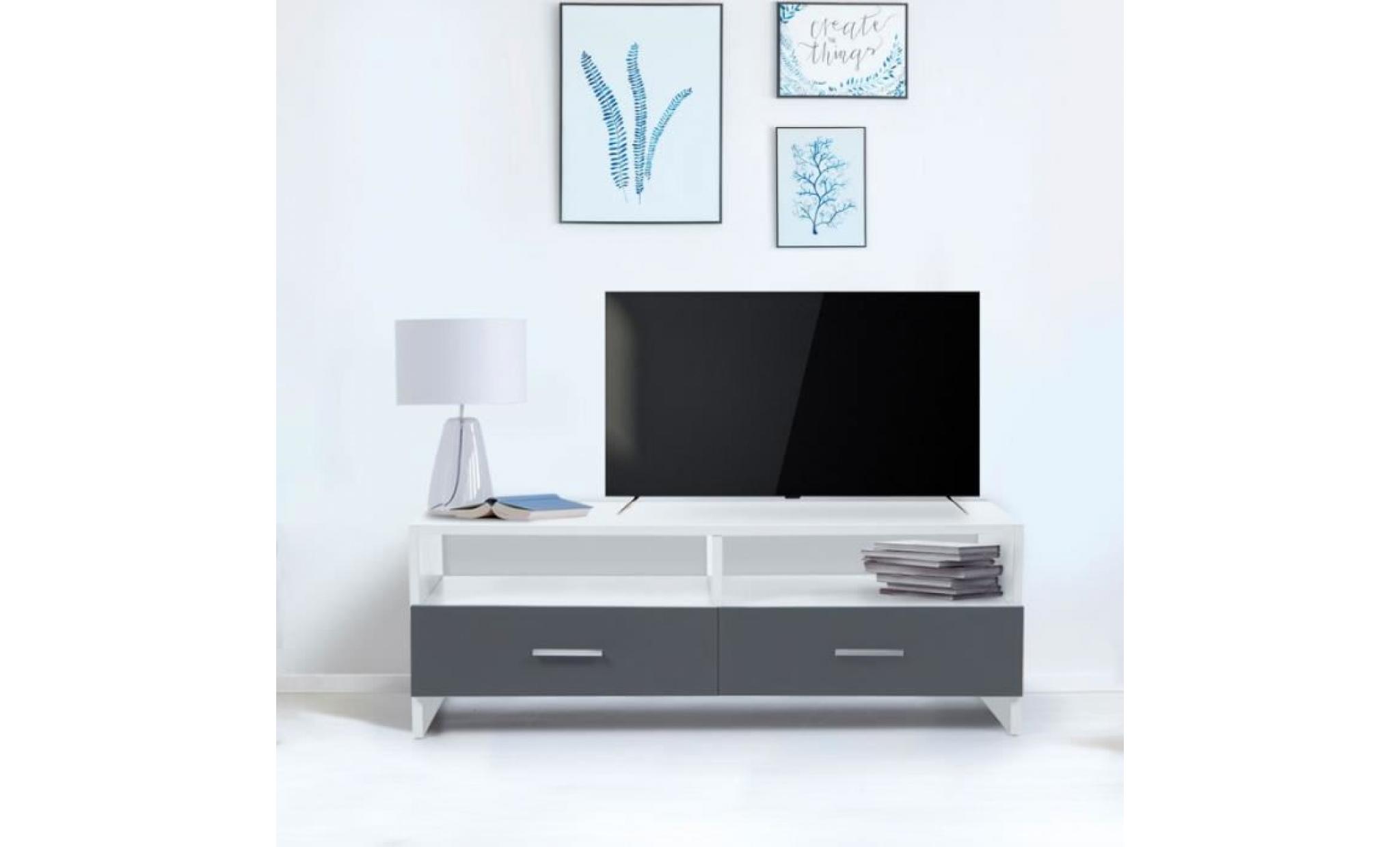 meuble tv falko bois blanc et gris