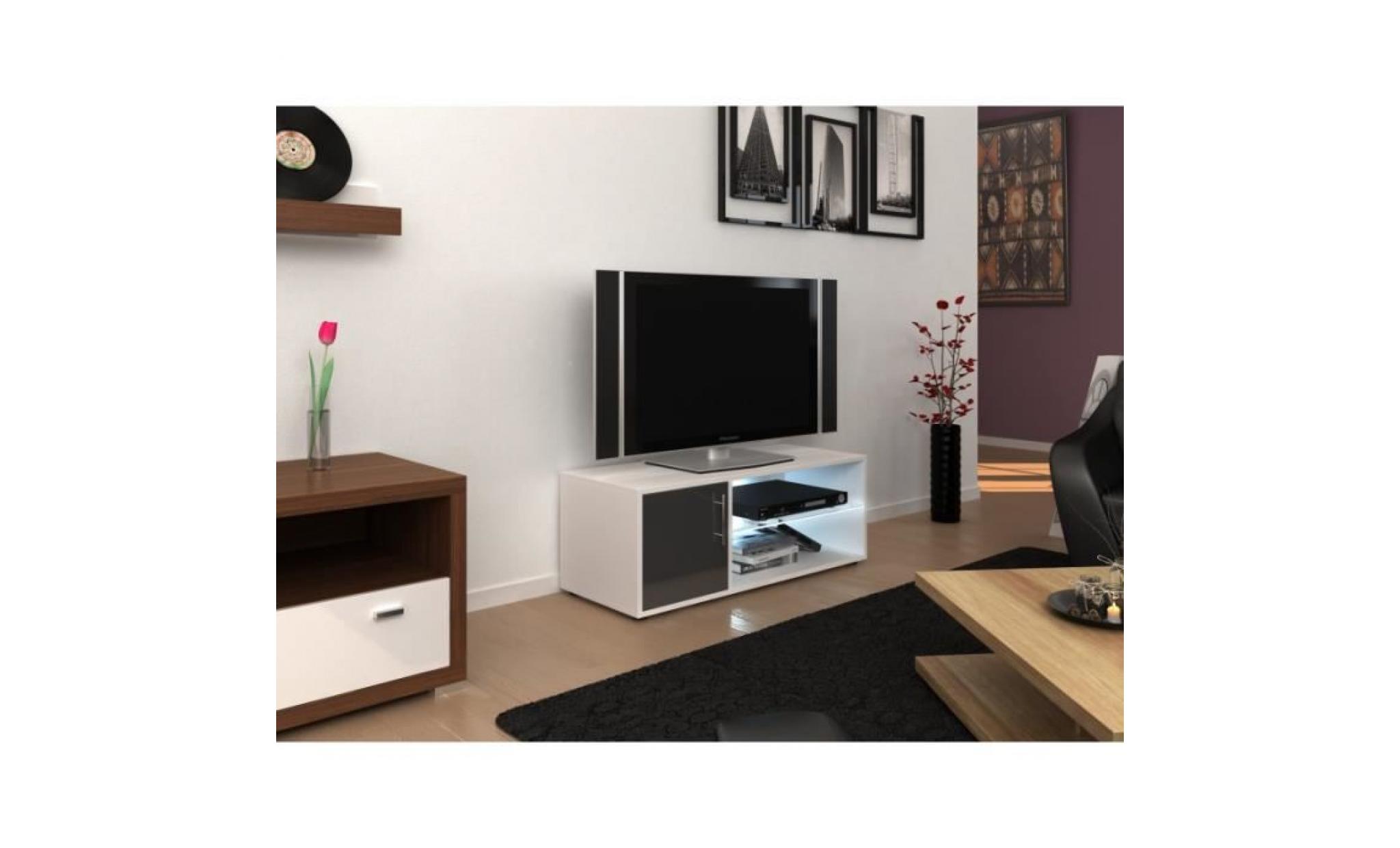 meuble tv gris firini avec led   l 100 x l 36 x h 38 pas cher