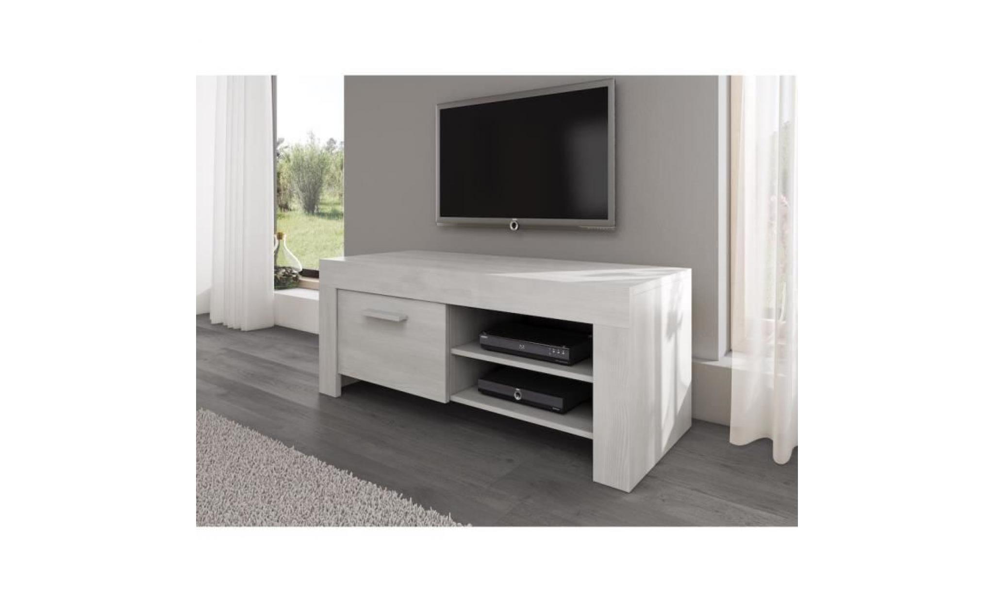 meuble tv mdf mat blanc 120 cm pas cher