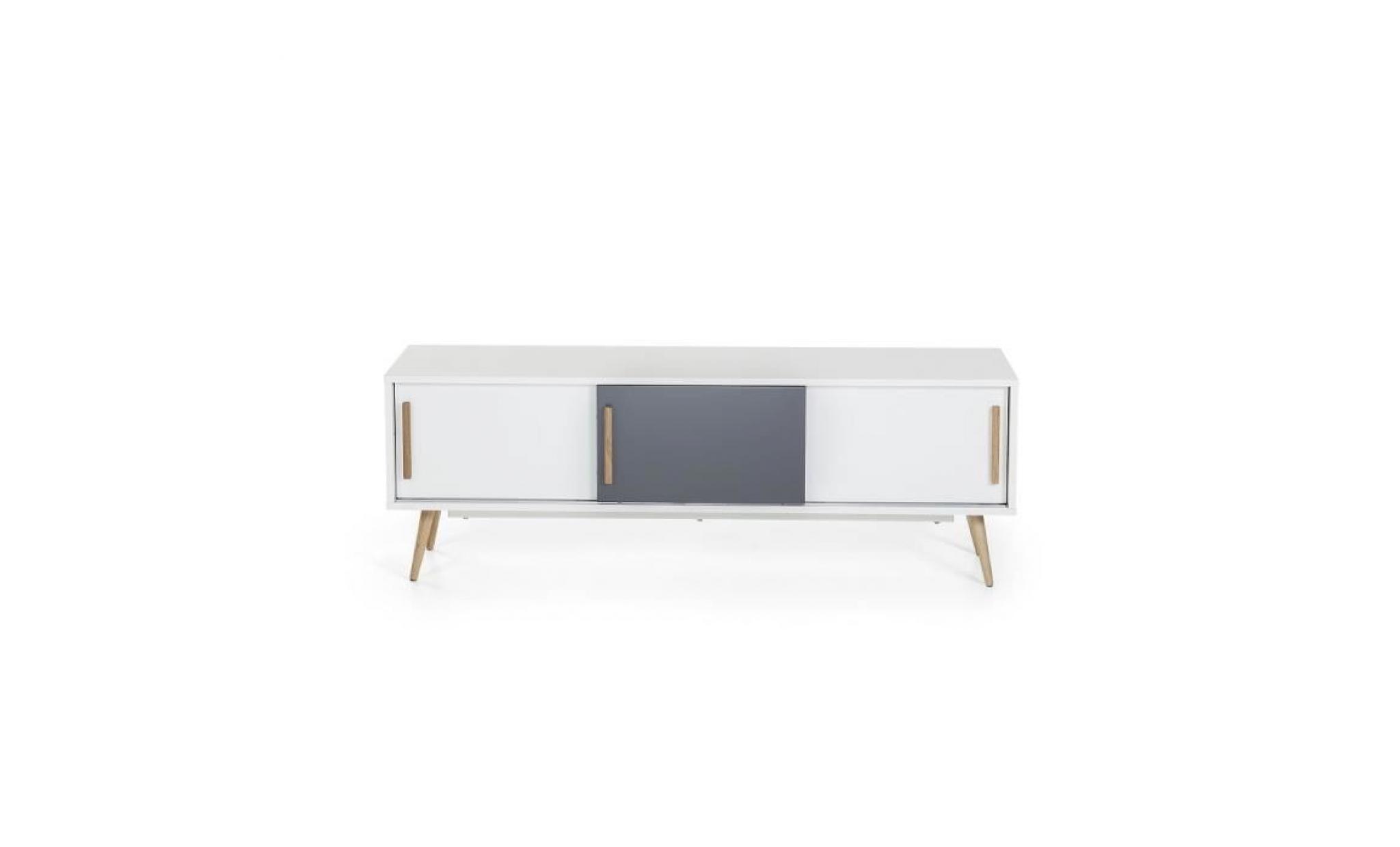 meuble tv   meuble de rangement   blanc / gris   indiana pas cher