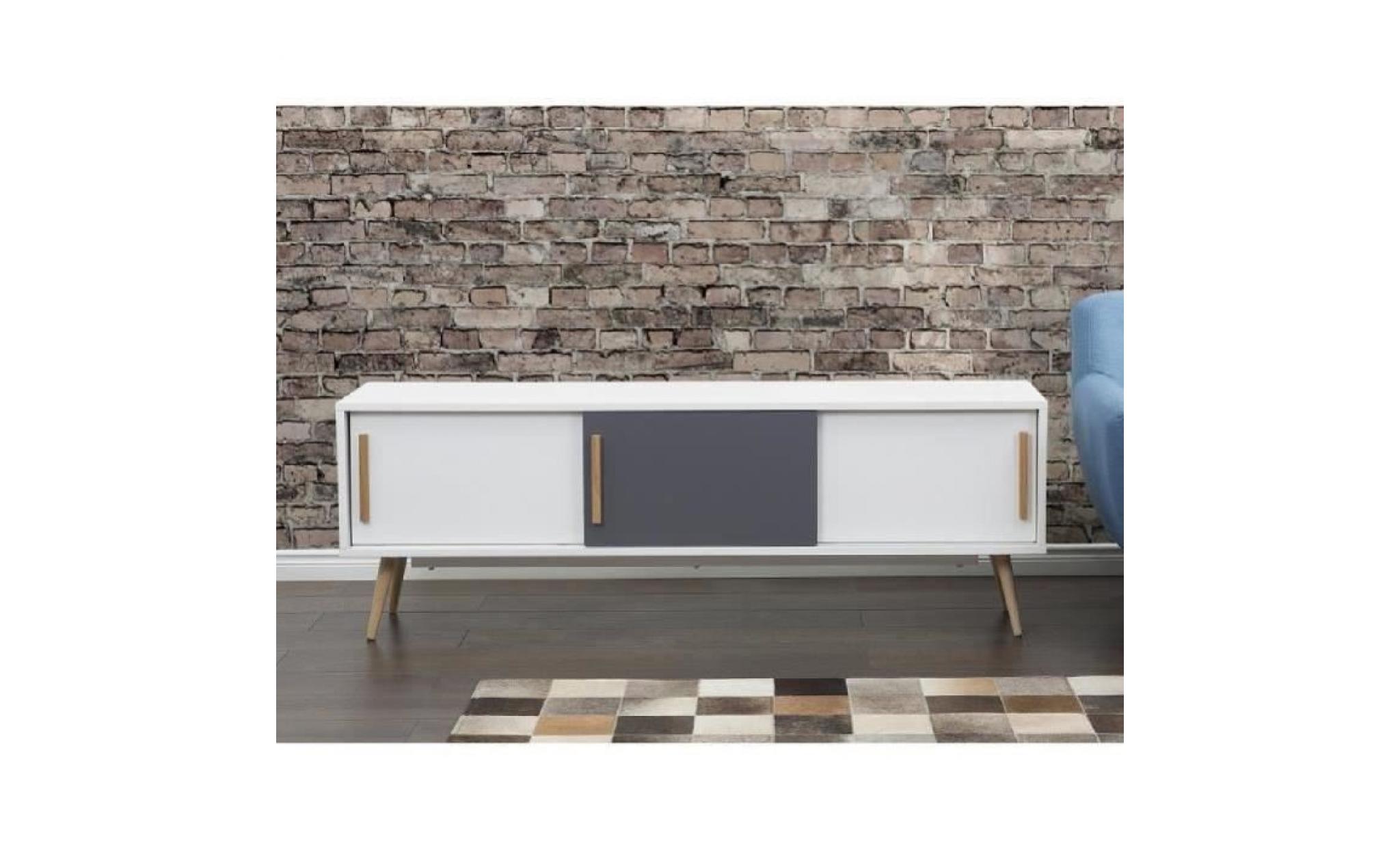 meuble tv   meuble de rangement   blanc / gris   indiana pas cher