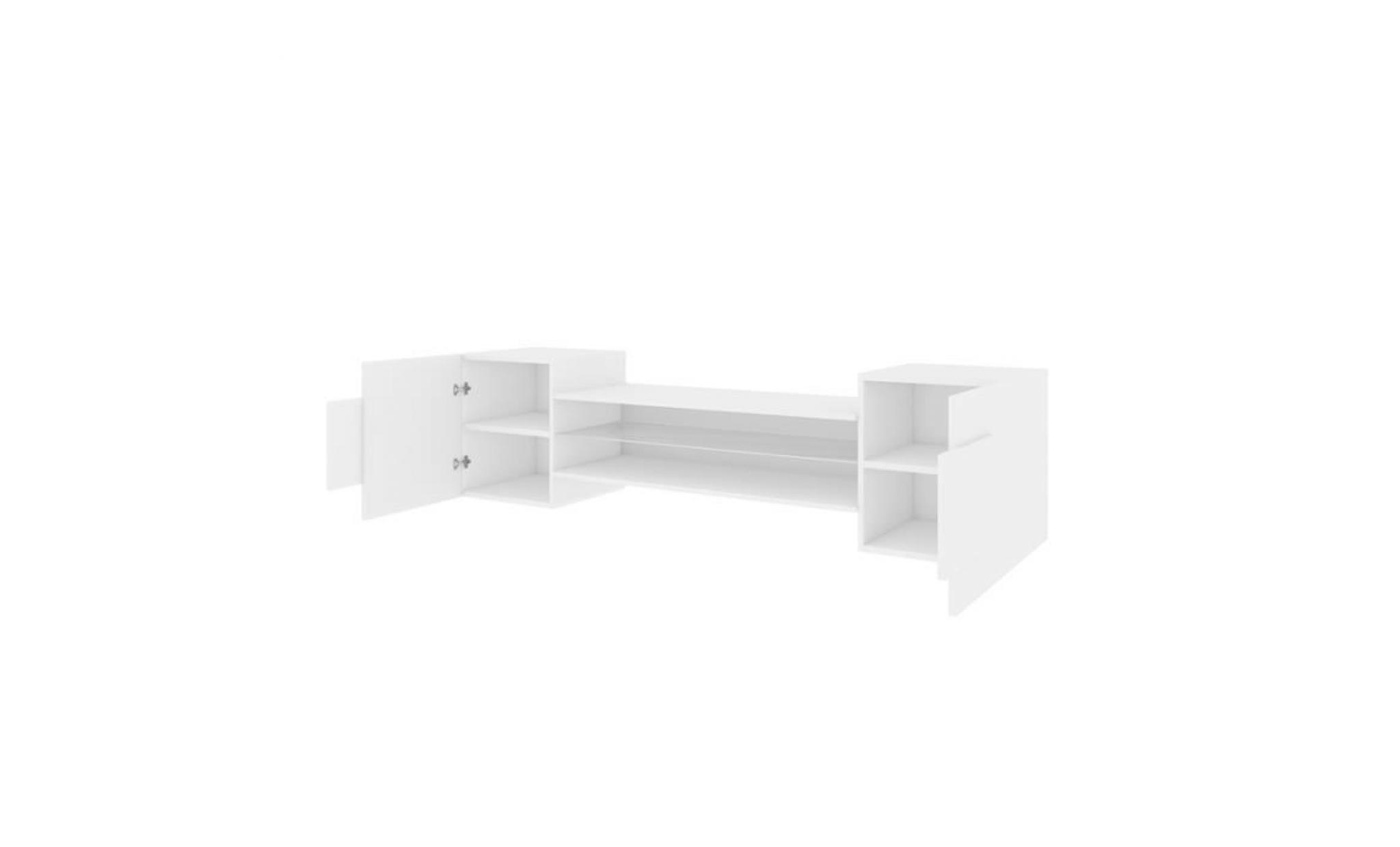 meuble tv / meuble de salon   charles   160 cm   blanc mat / blanc mat   sans led   style contemporain   design moderne pas cher