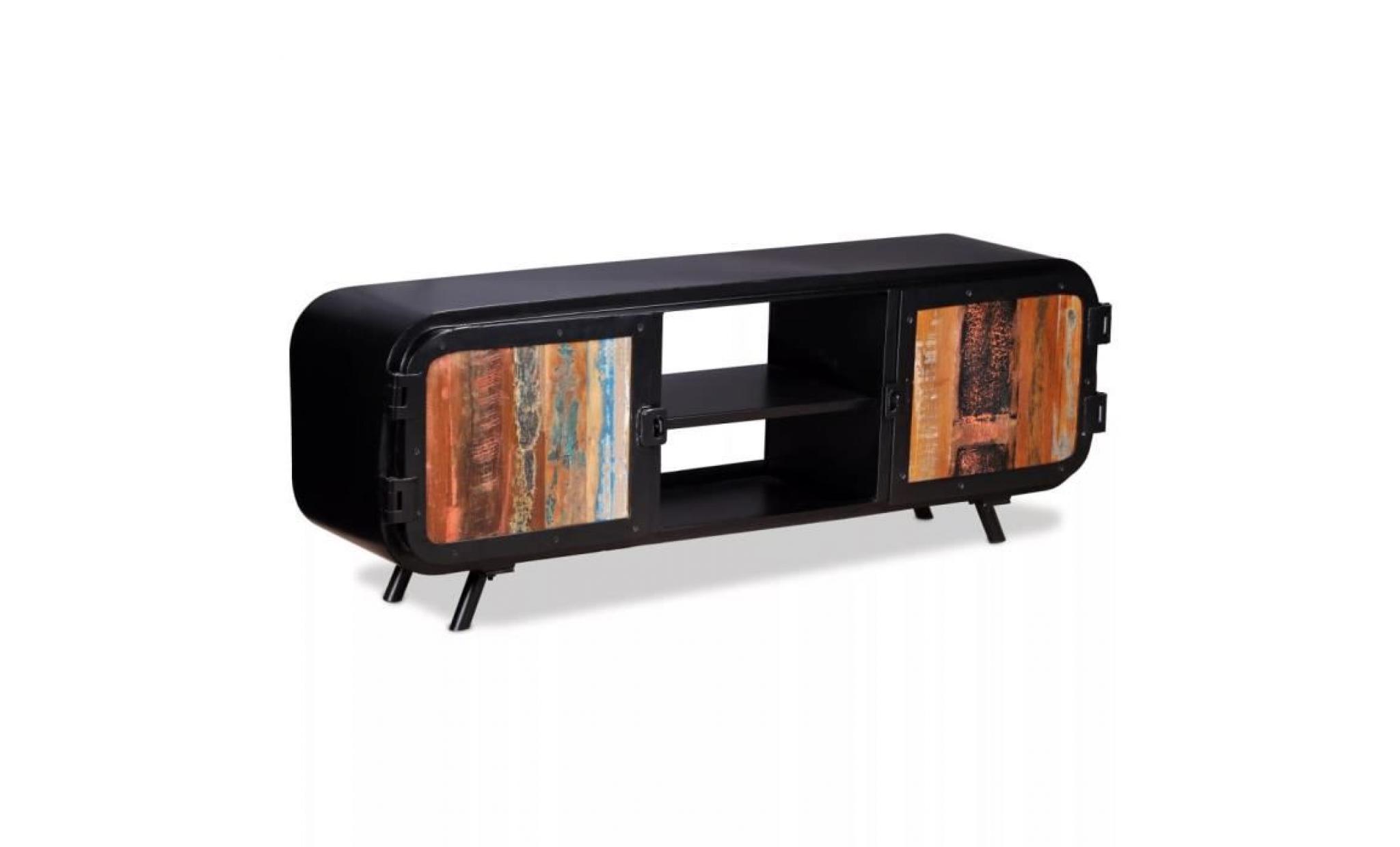 meuble tv meuble hifi table tv bois de récupération 120 x 30 x 45 cm