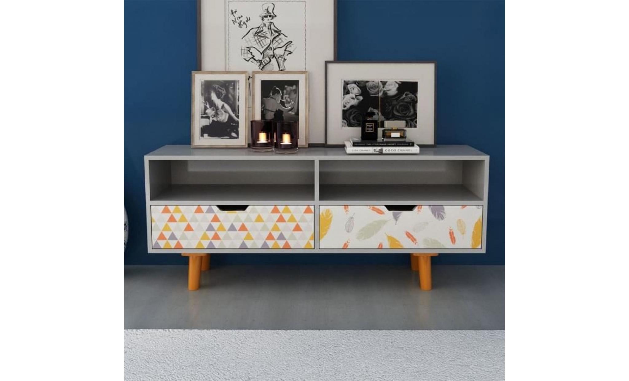 meuble tv meuble salon contemporain mdf 120 x 30 x 50 cm gris pas cher
