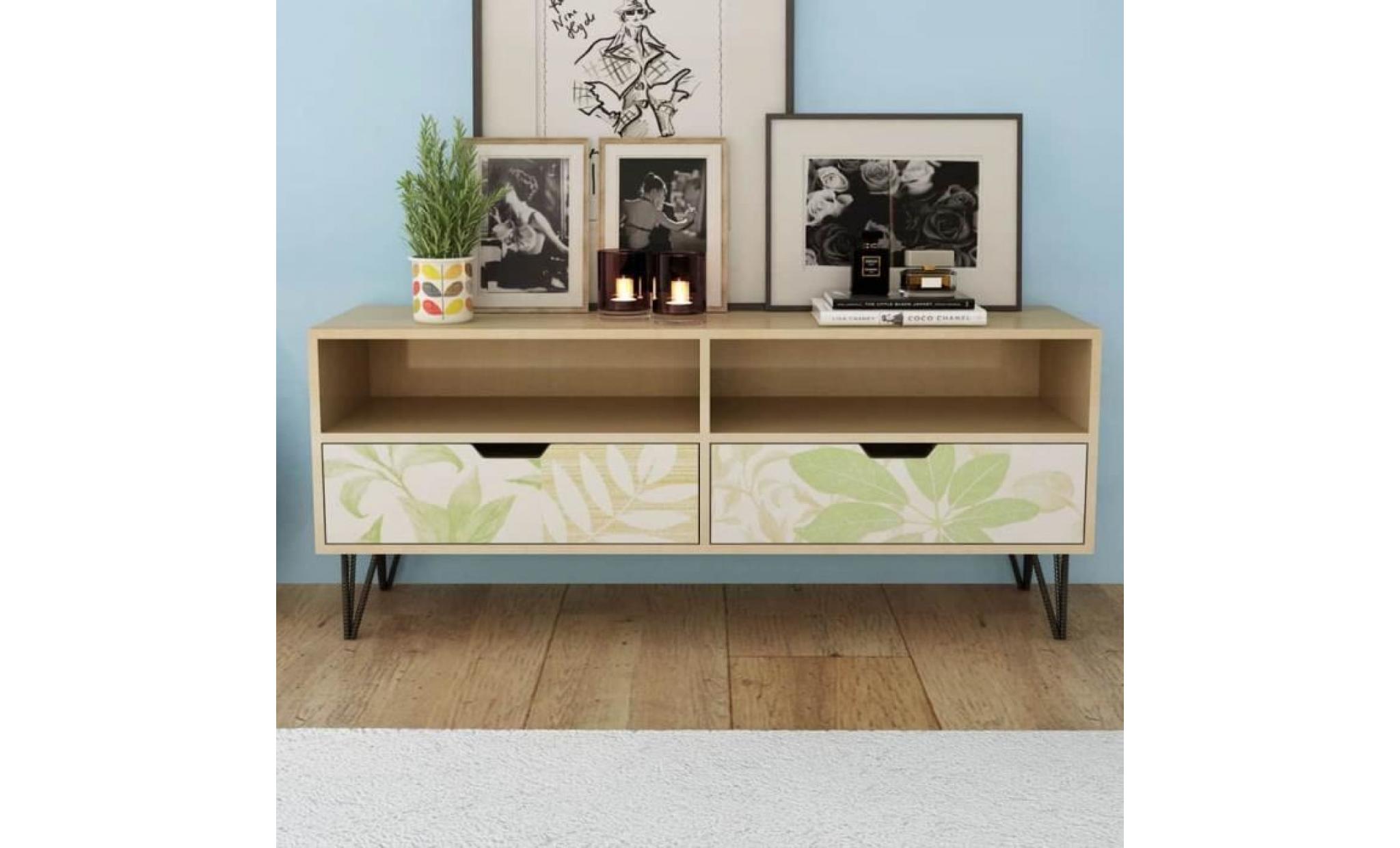 meuble tv meuble salon mdf 120 x 30 x 50 cm marron contemporain pas cher