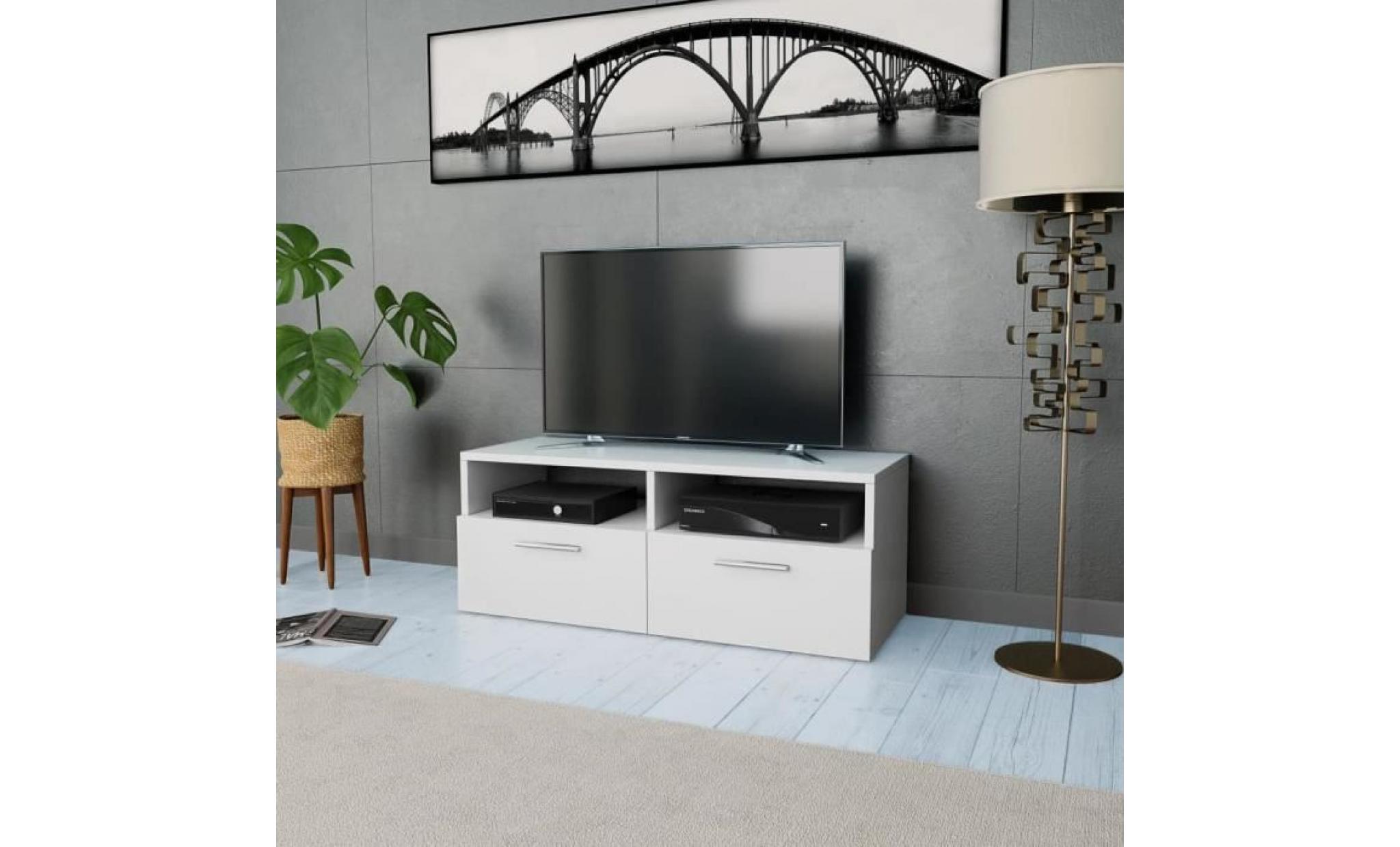 meuble tv meuble salon support tv  aggloméré 95 x 35 x 36 cm blanc