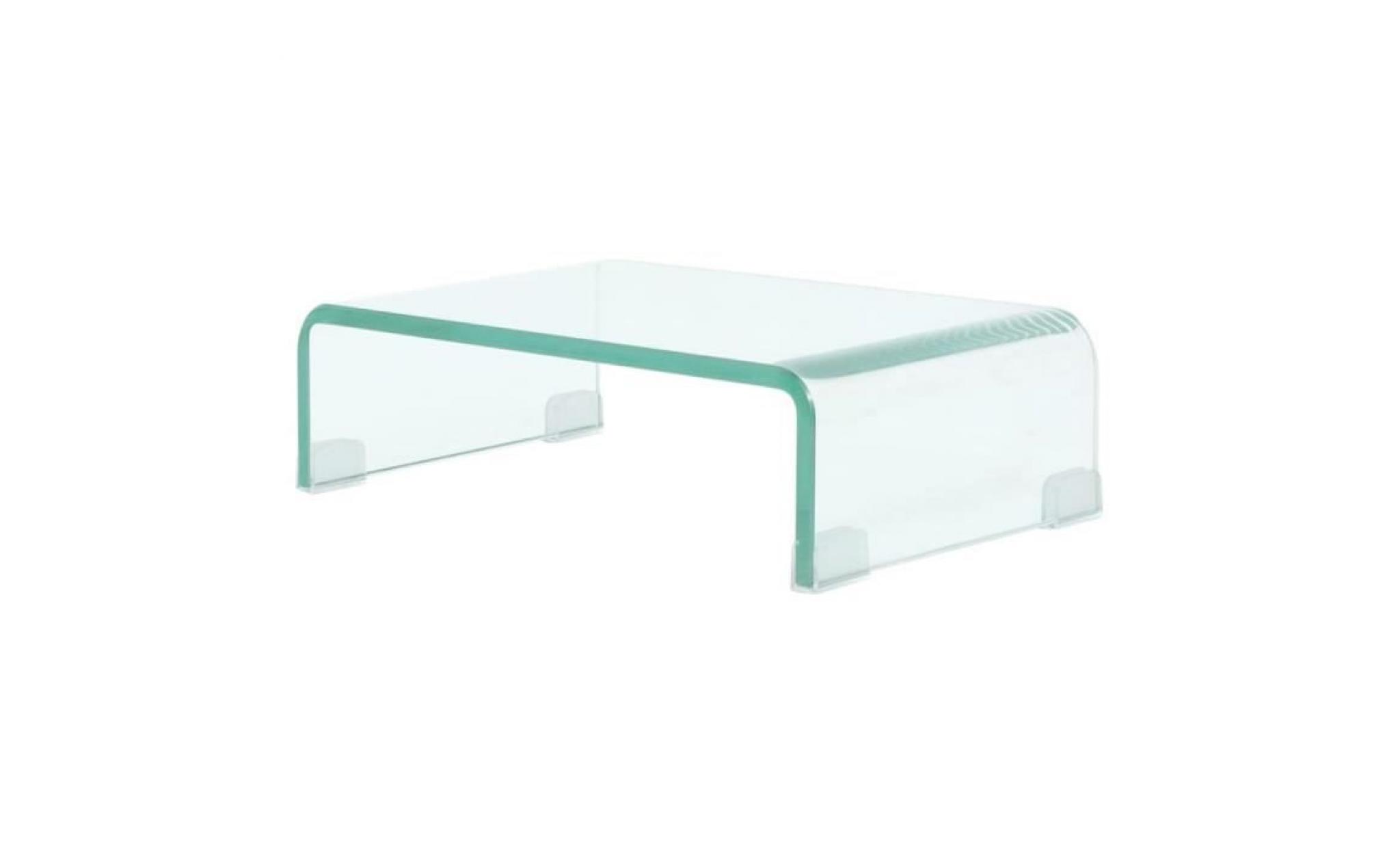 meuble tv meuble salon support tv pour moniteur 40 x 25 x 11 cm verre transparent