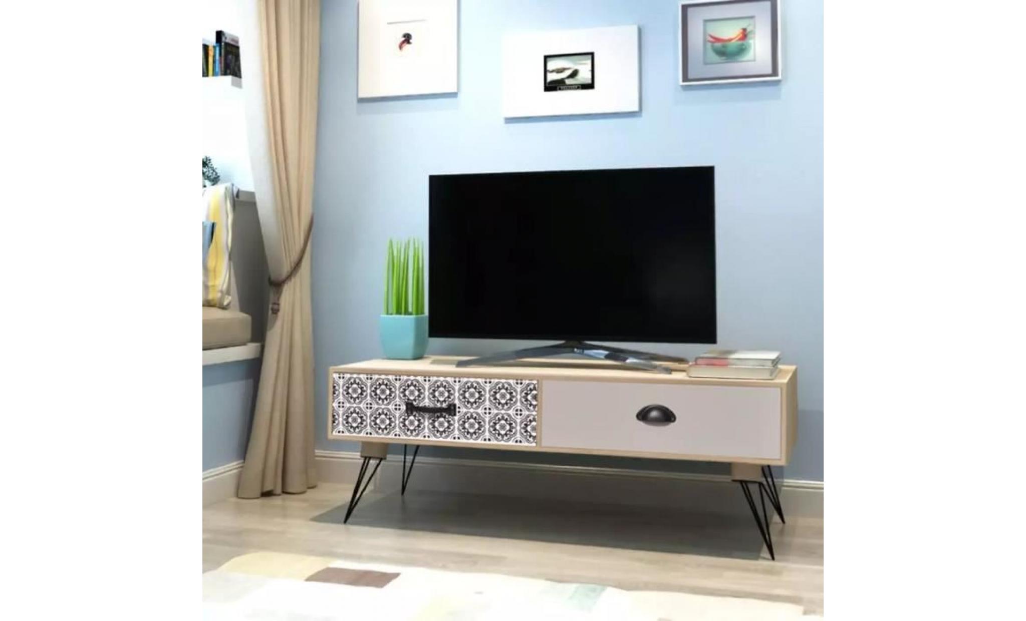 meuble tv meuble salon support tv table auxiliaire tv 100 x 40 x 35 cm marron