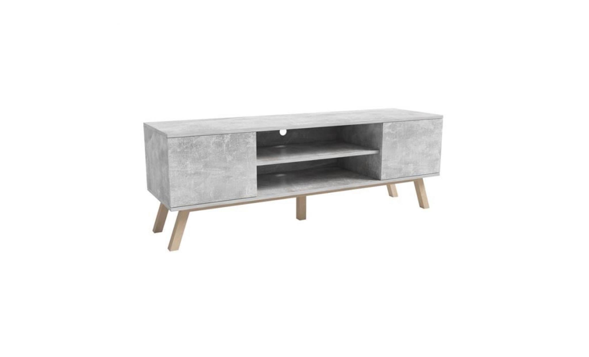 meuble tv / meuble salon   vero bois   150 cm   béton   style scandinave   style nordique   pieds de hêtre huilé pas cher