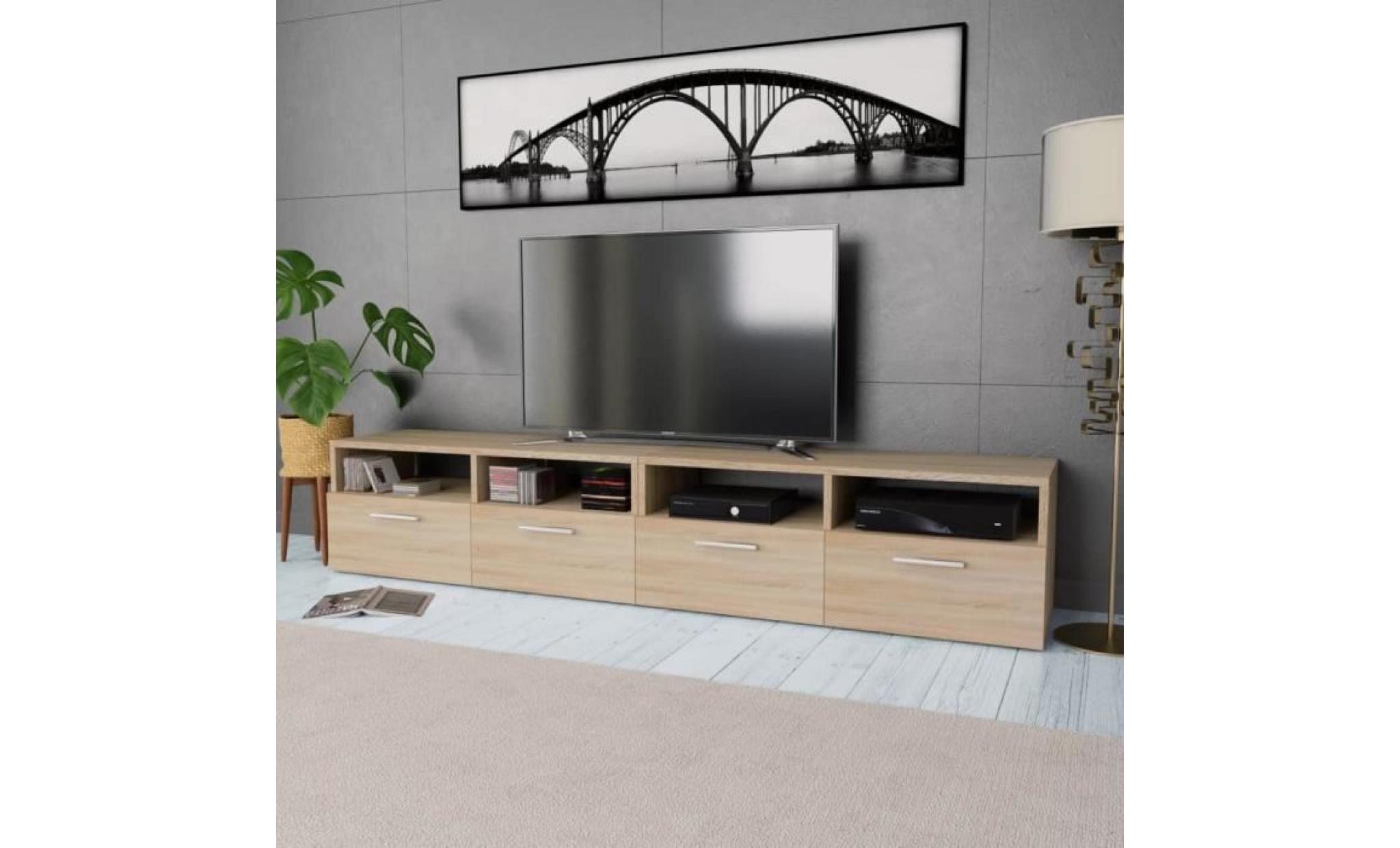 meuble tv meuble vidéo 2 pcs aggloméré 95 x 35 x 36 cm chêne