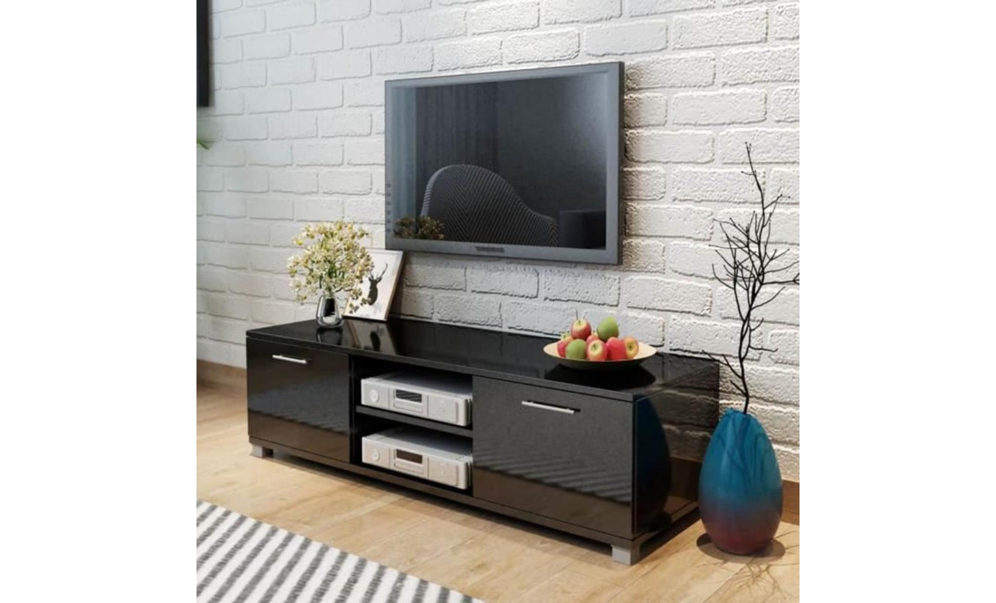 meuble tv meubles audio vidéo noir brillant 120 x 40,3 x 34,7 cm