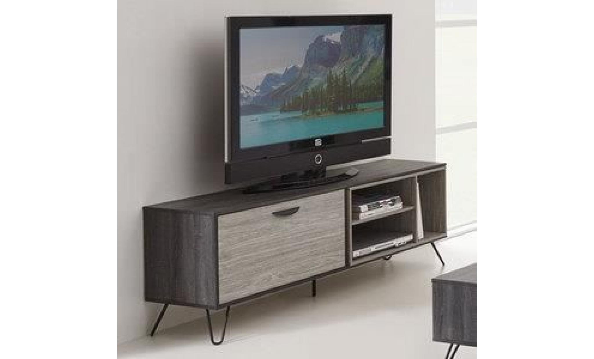 meuble tv moderne couleur bois gris santori  120 cm pas cher