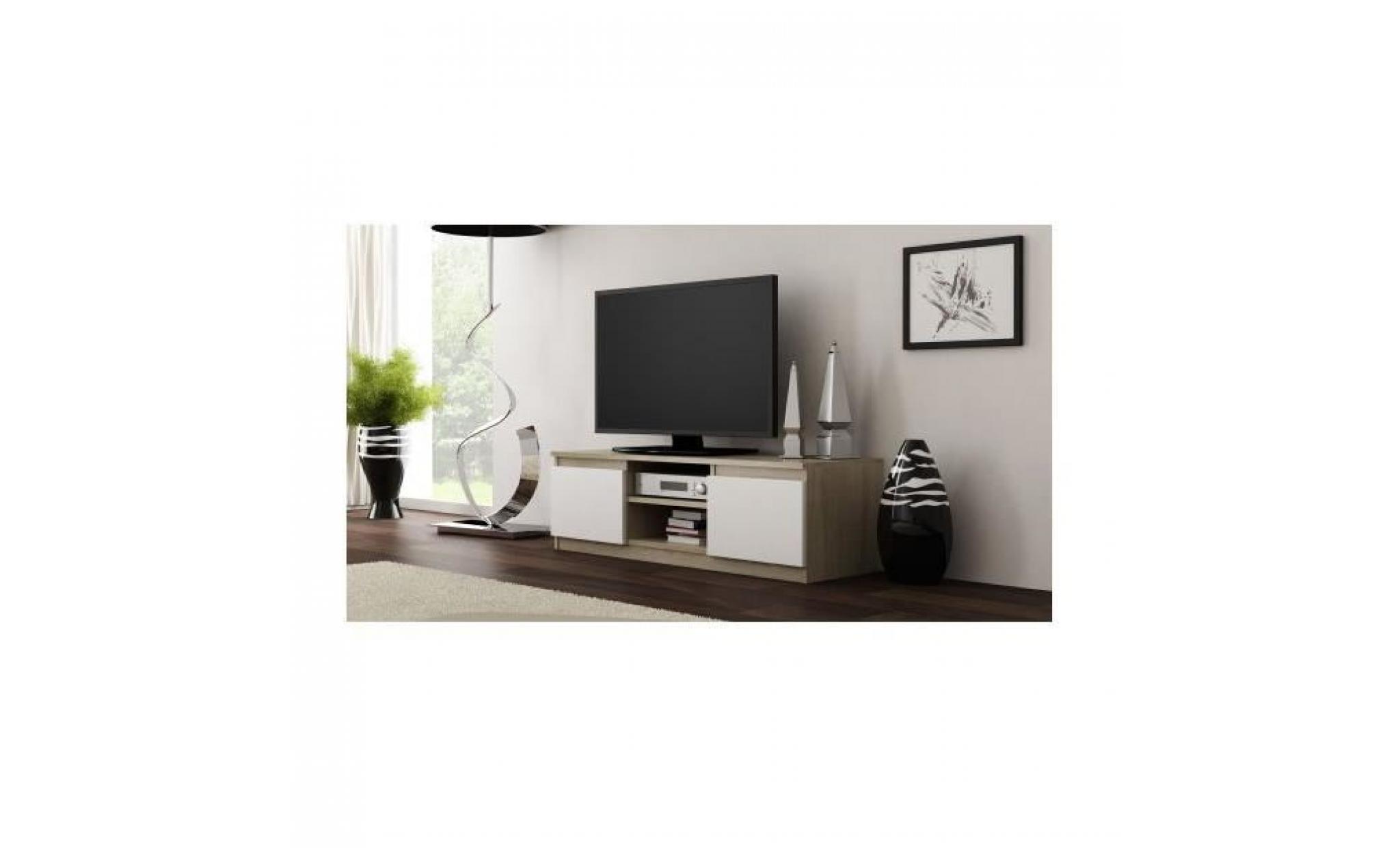 meuble tv moderne pour salon 120 cm 40 sonoma blanc pas cher
