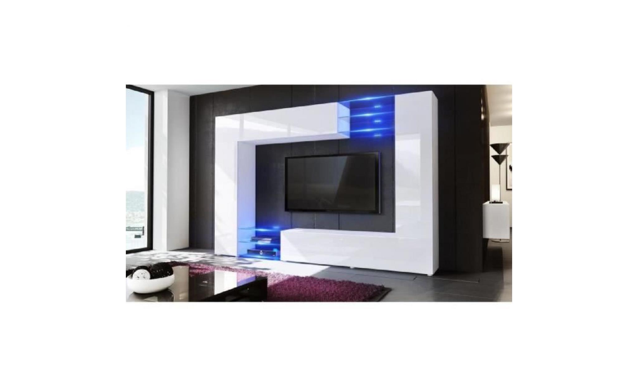 meuble tv murale blanc 260 cm avec led pas cher