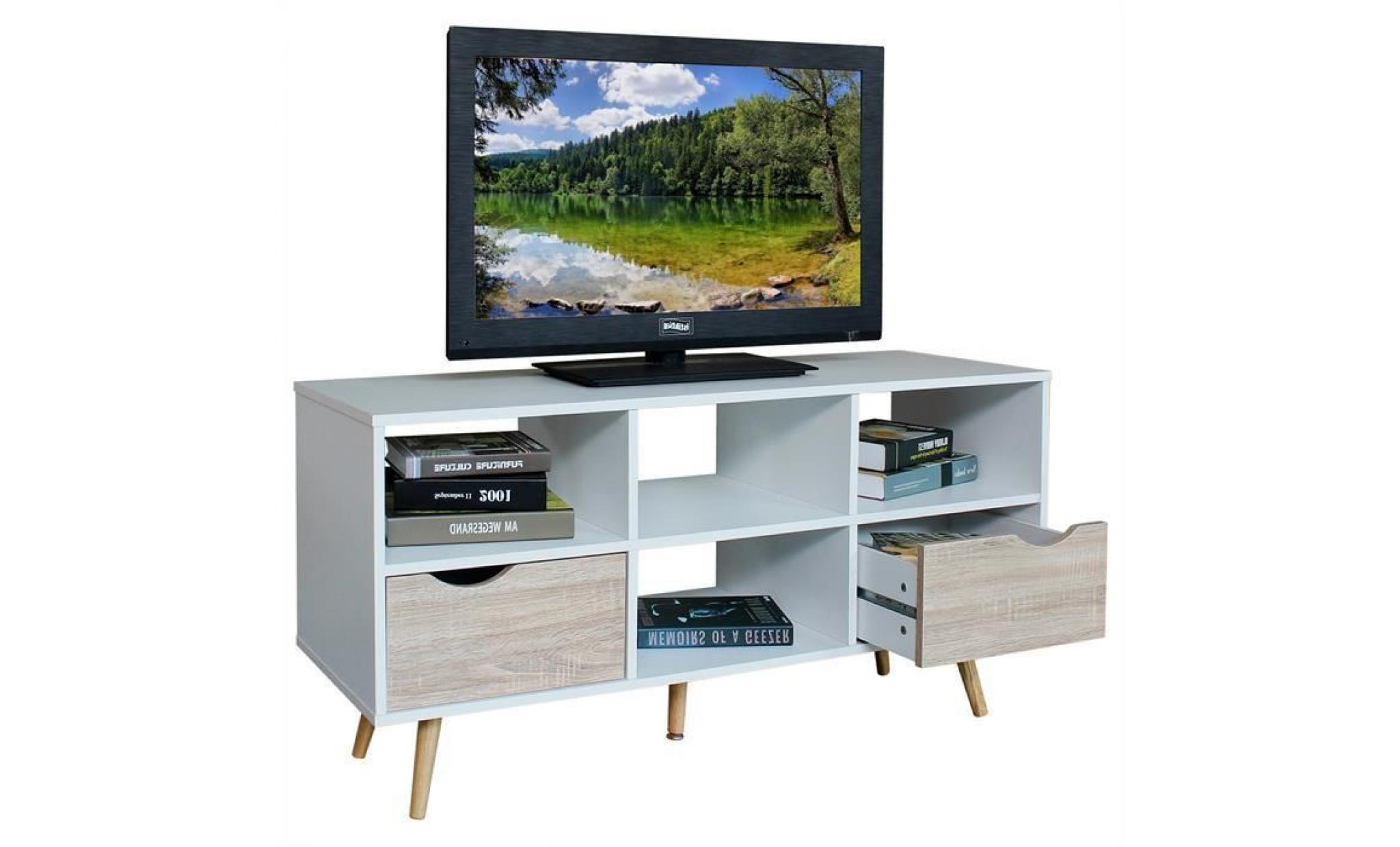 meuble banc tv design nantes décor blanc et bois pas cher