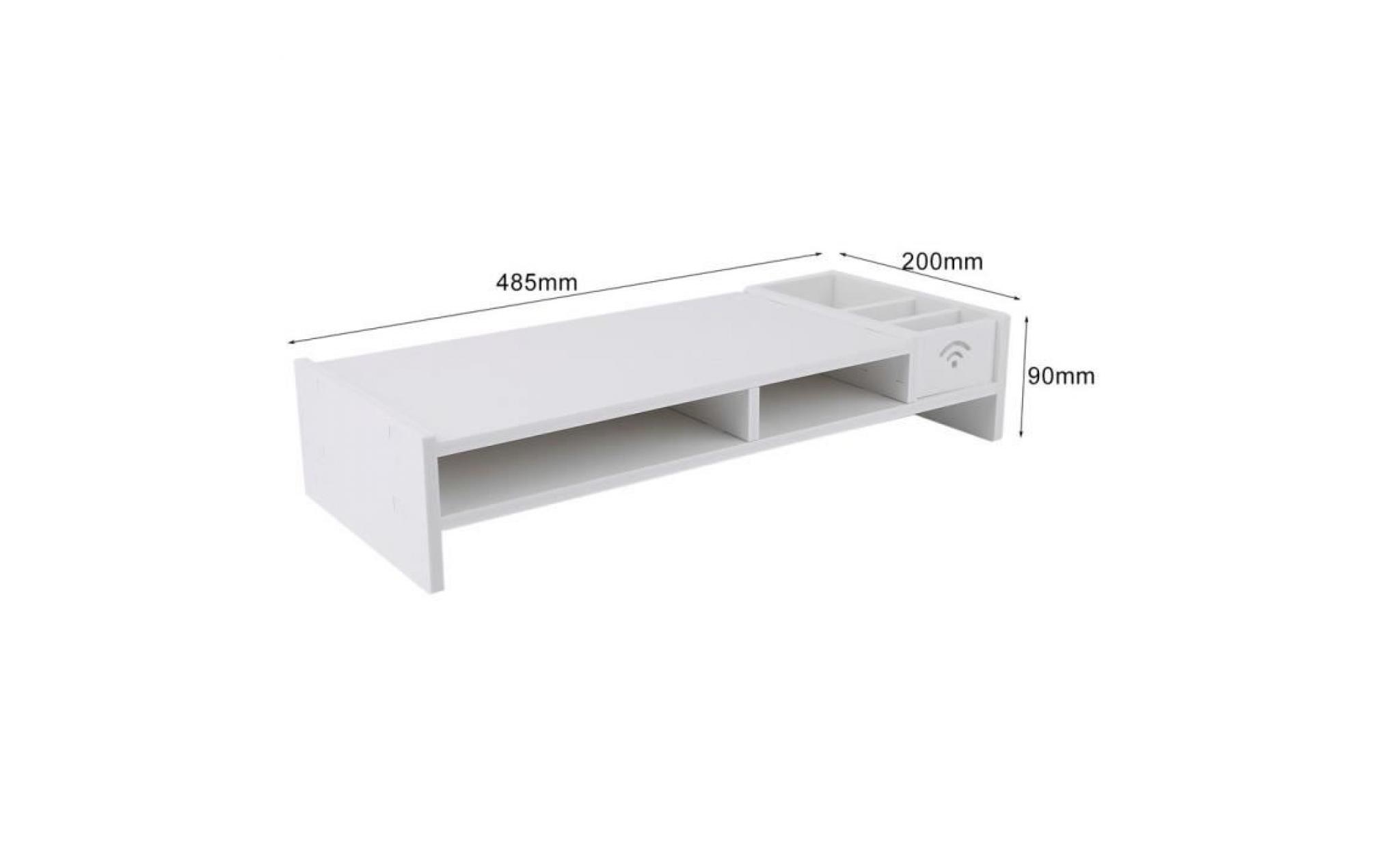 meuble tv ordinateur,support pc écran lcd,table basse,en bois blanc,48.5*20*9cm pas cher