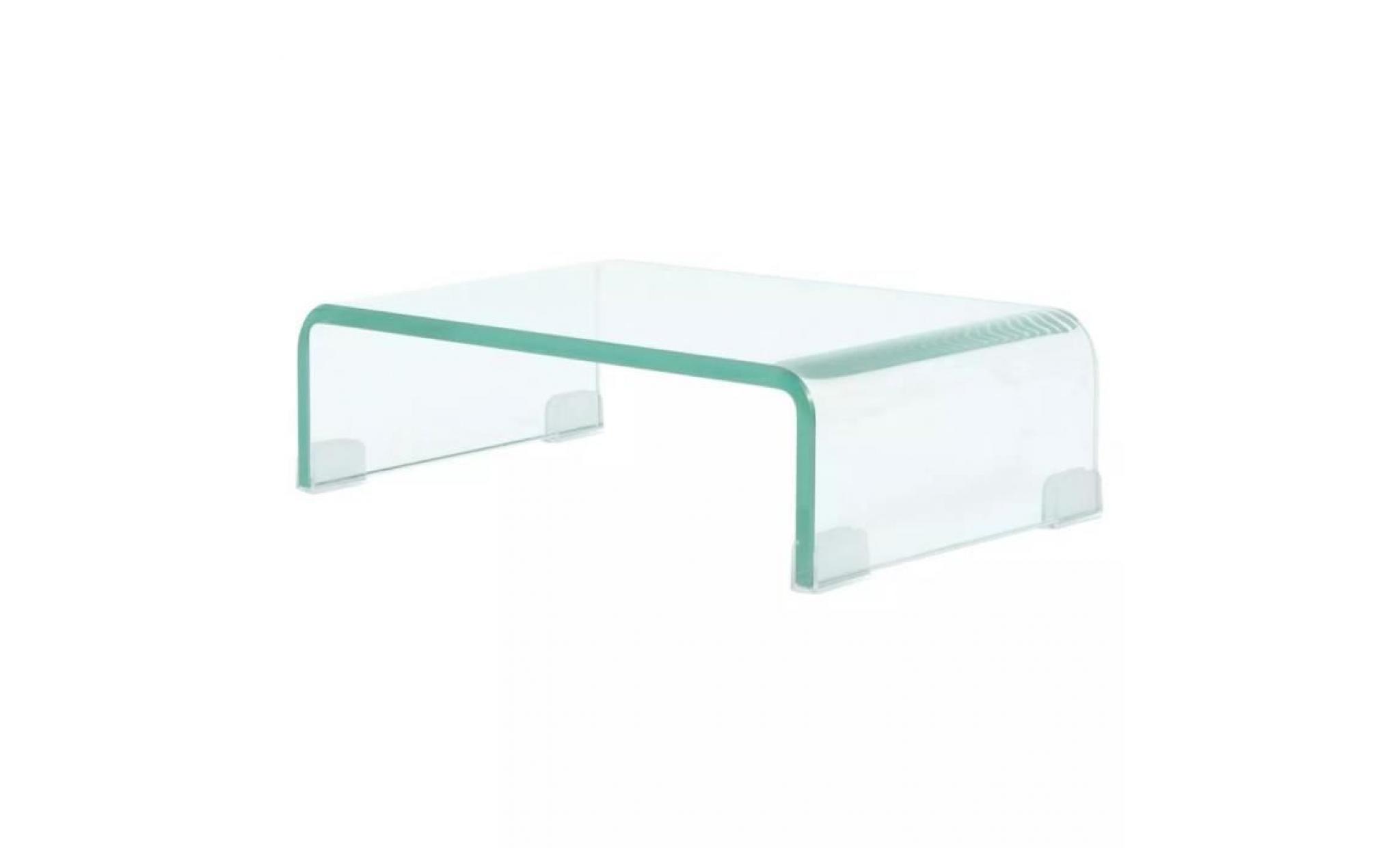 meuble tv   pour moniteur 40 x 25 x 11 cm verre transparent contemporain