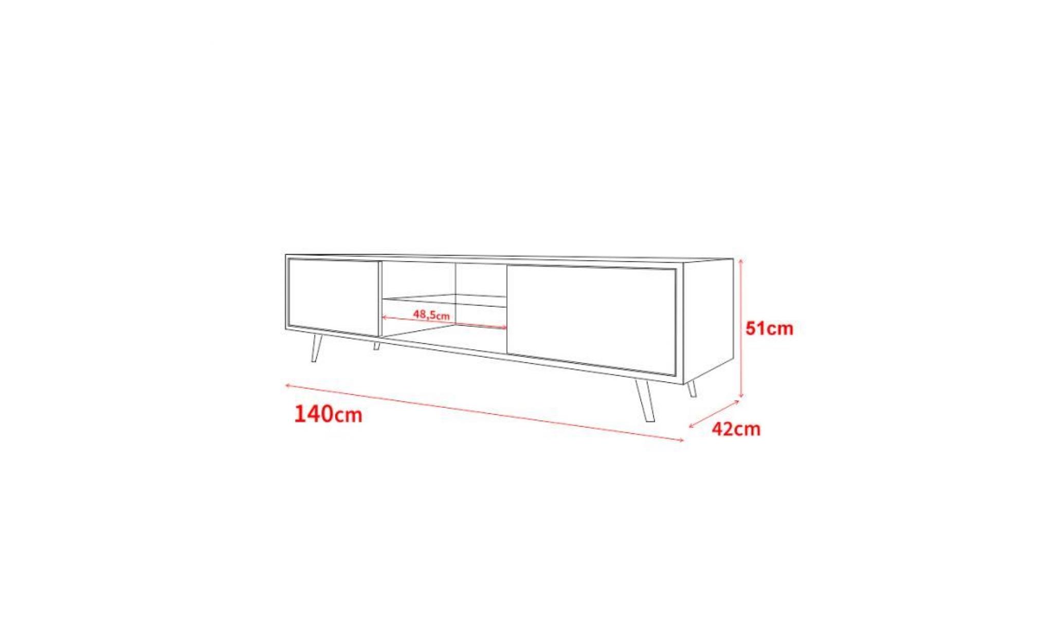 meuble tv / meuble de salon   rivano ii   140 cm   blanc mat / blanc brillant   style scandinave   style minimaliste pas cher