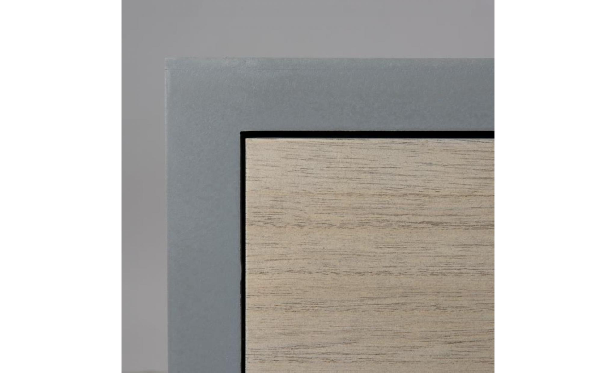 meuble tv scandinave gris effet béton brillant et décor bois naturel   l 120 cm pas cher