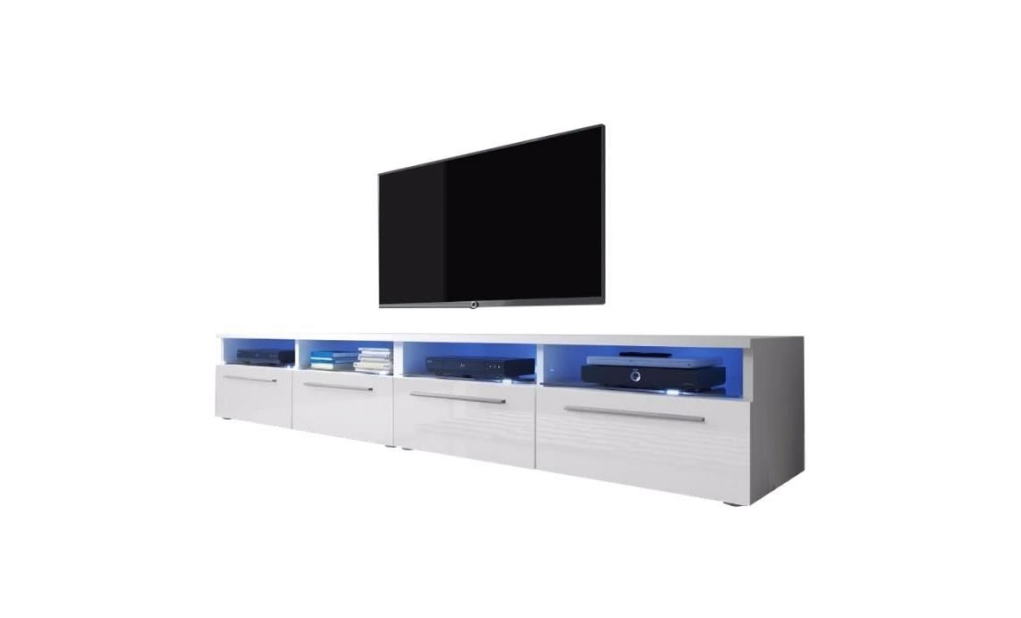 meuble tv / meuble salon   siena double   2x100 cm   blanc mat / blanc brillant   style contemporain   design intemporel pas cher