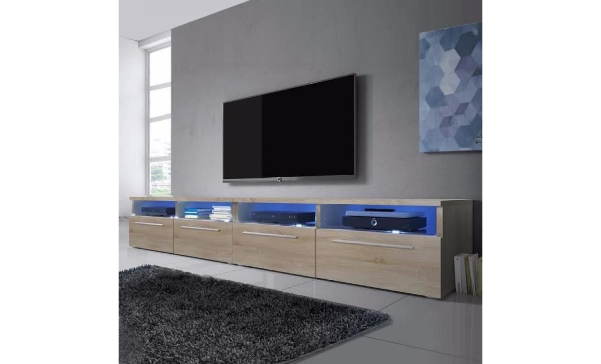 meuble tv / meuble salon   siena double   2x100 cm   effet chêne   style contemporain   design intemporel
