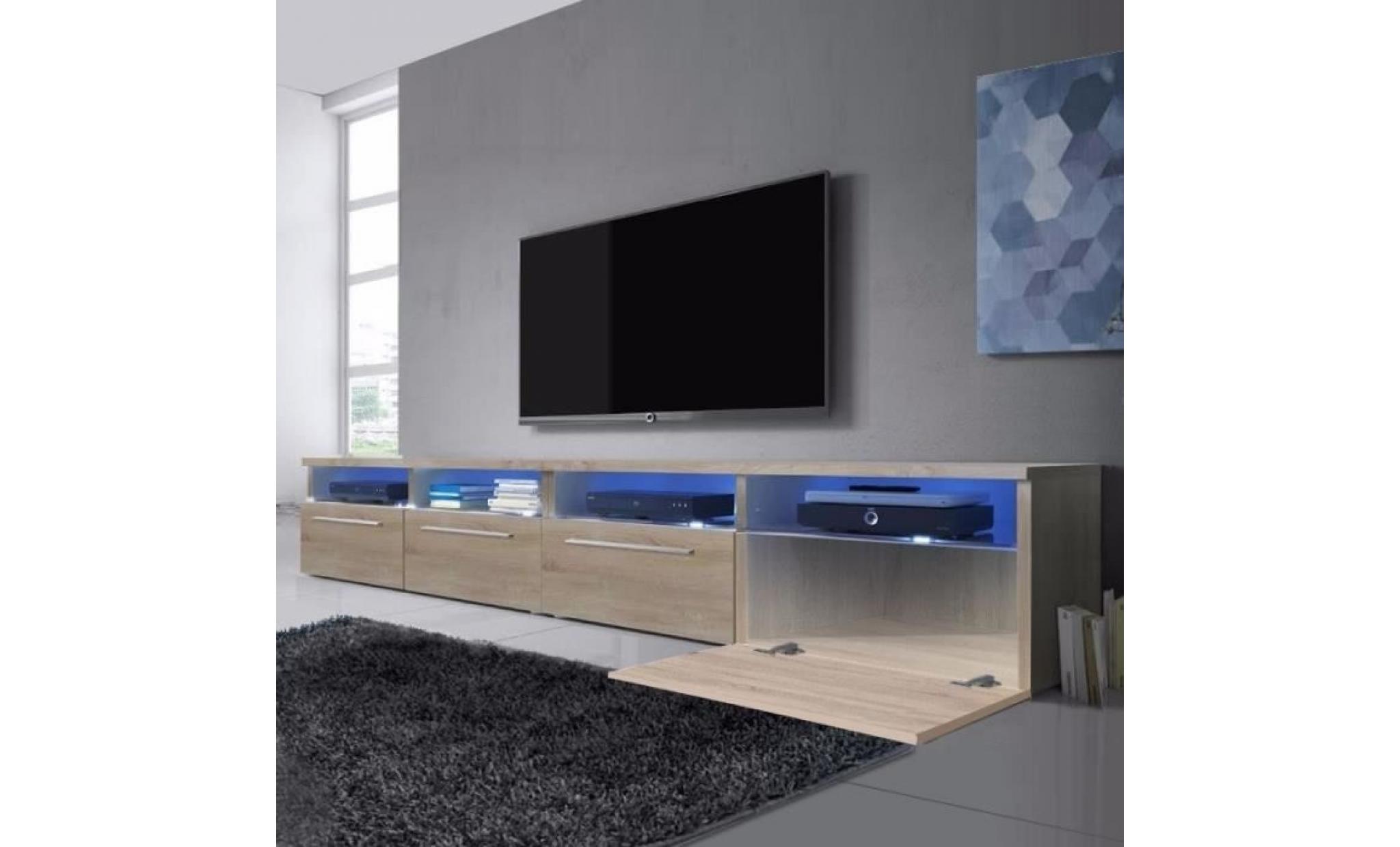 meuble tv / meuble salon   siena double   2x100 cm   effet chêne   style contemporain   design intemporel pas cher