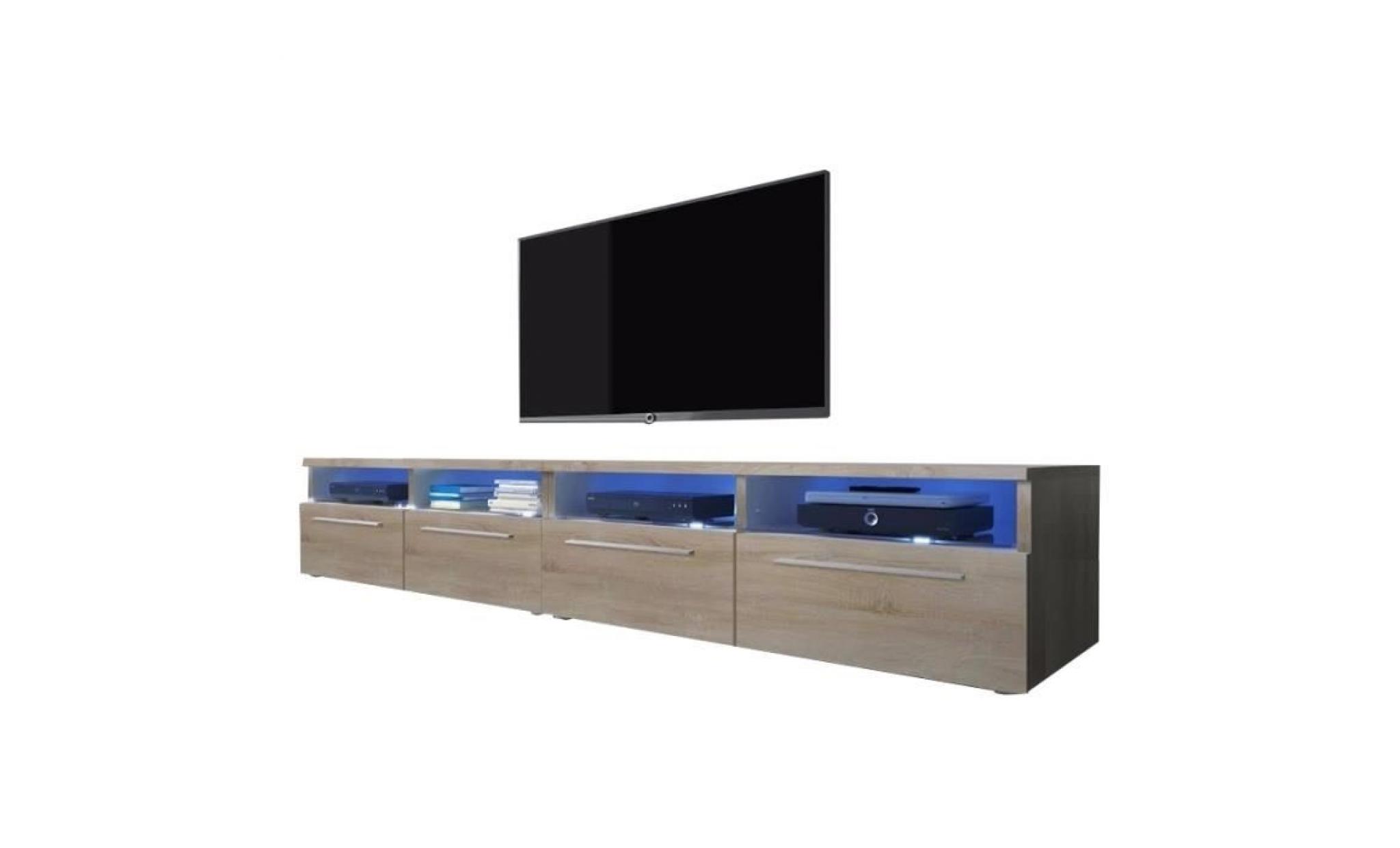 meuble tv / meuble salon   siena double   2x100 cm   effet chêne   style contemporain   design intemporel pas cher