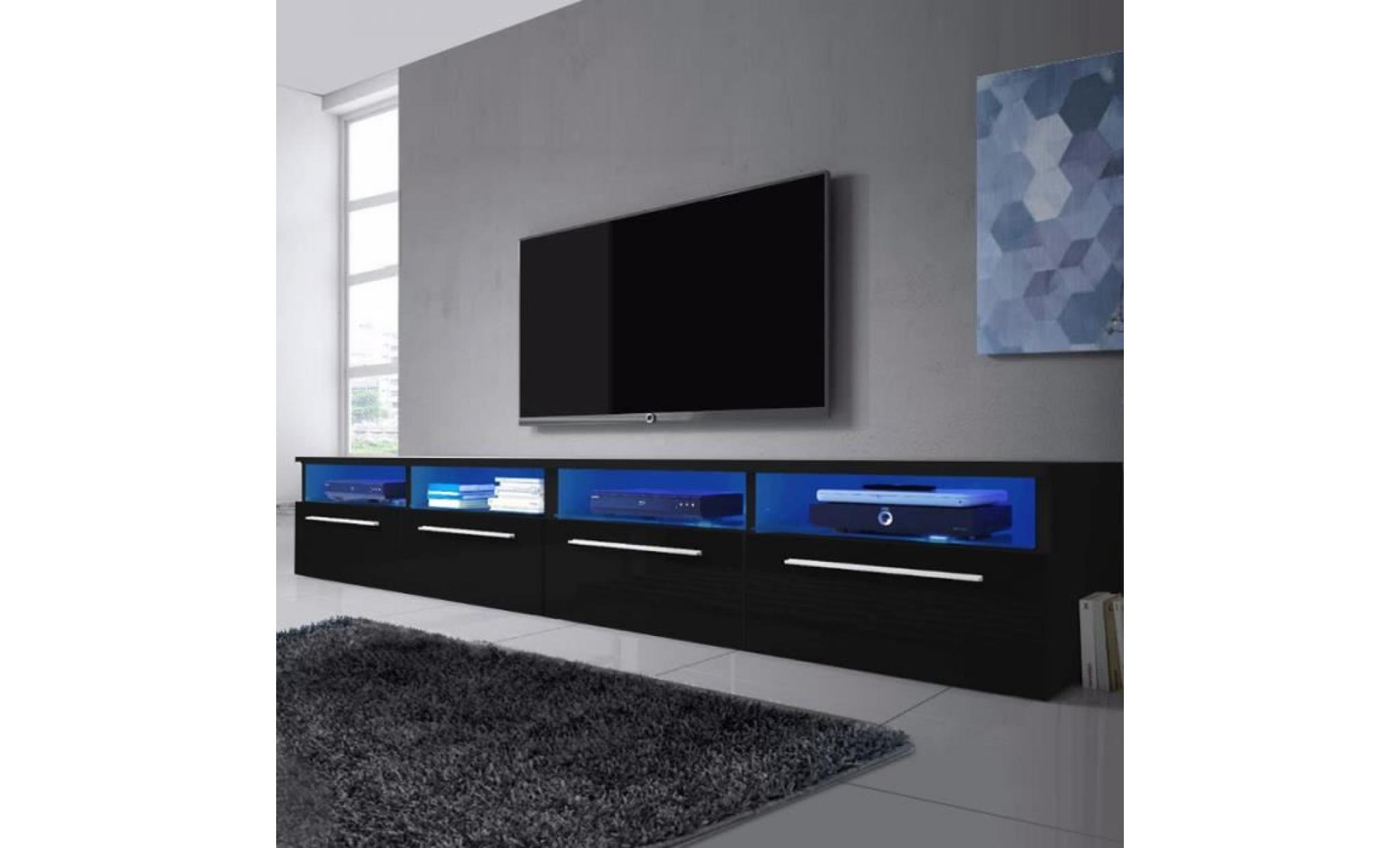meuble tv / meuble salon   siena double   2x100 cm   noir mat / noir brillant   style contemporain   design intemporel
